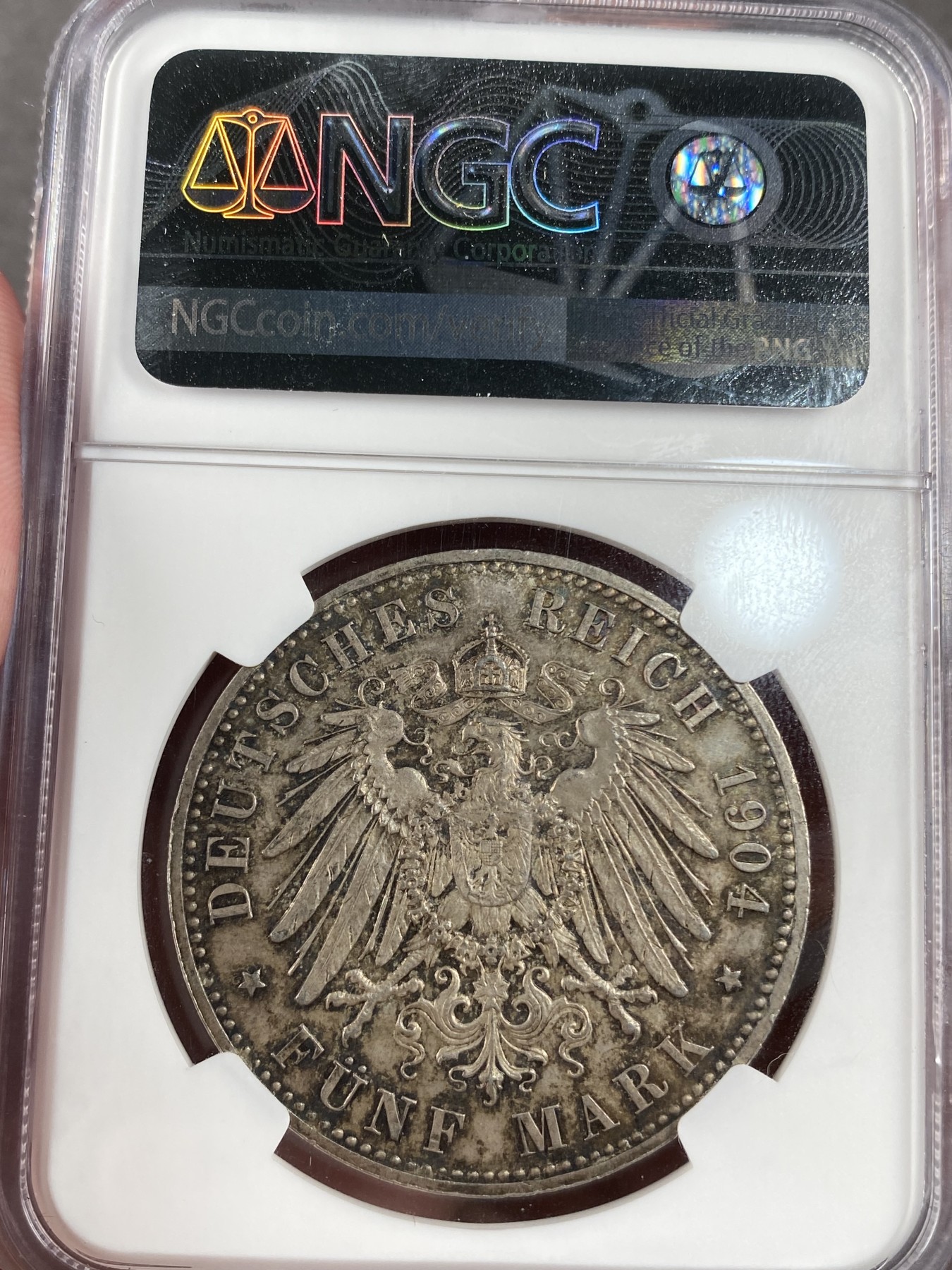 万国钱币拍卖第013期（视频直播专场） NGC MS64 黑森达姆斯塔特1904年400周年纪念5马克