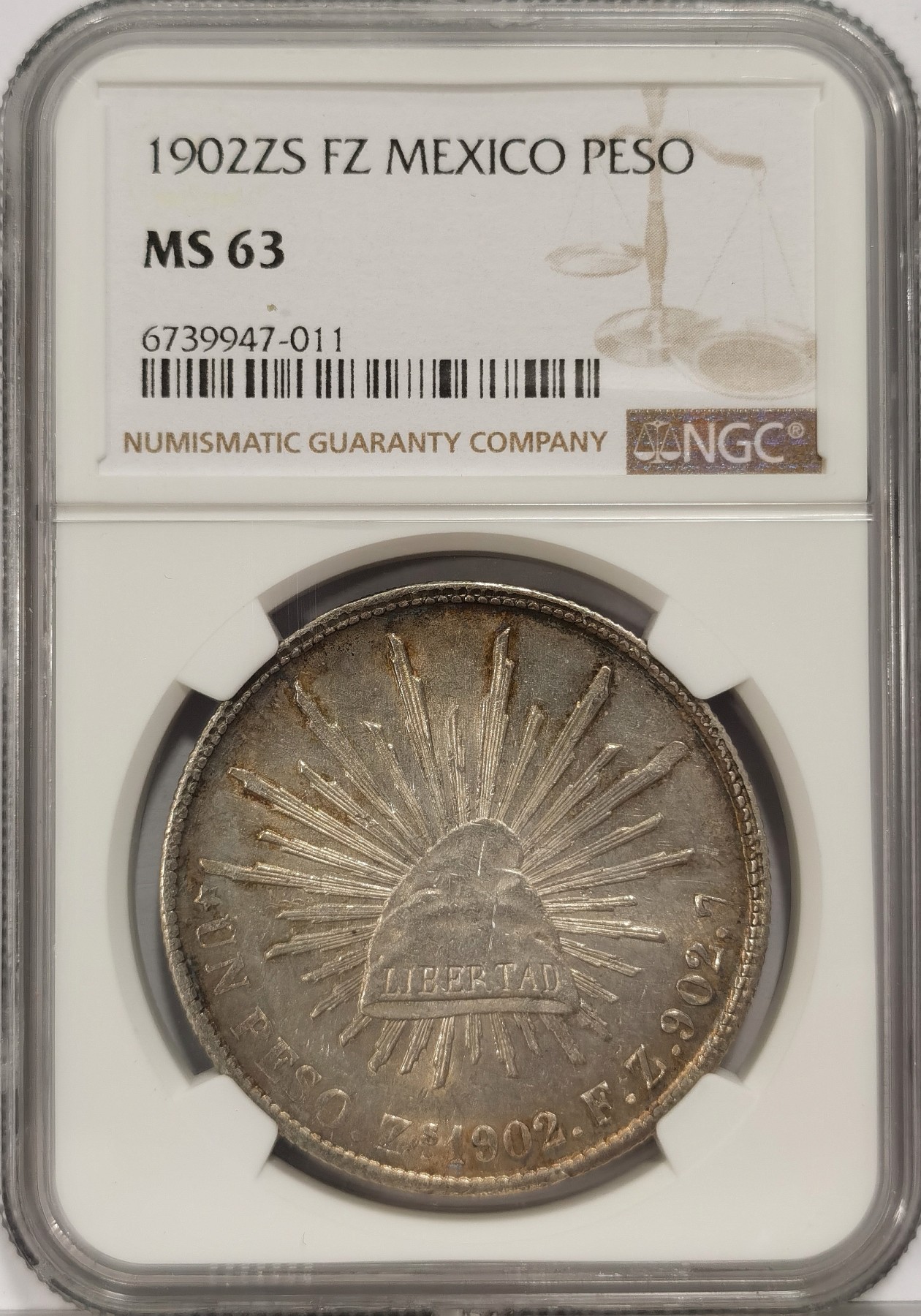 博洋堂世界钱币拍卖第036期（全场包邮） NGC MS63 墨西哥1902年ZS FZ版直边鹰洋