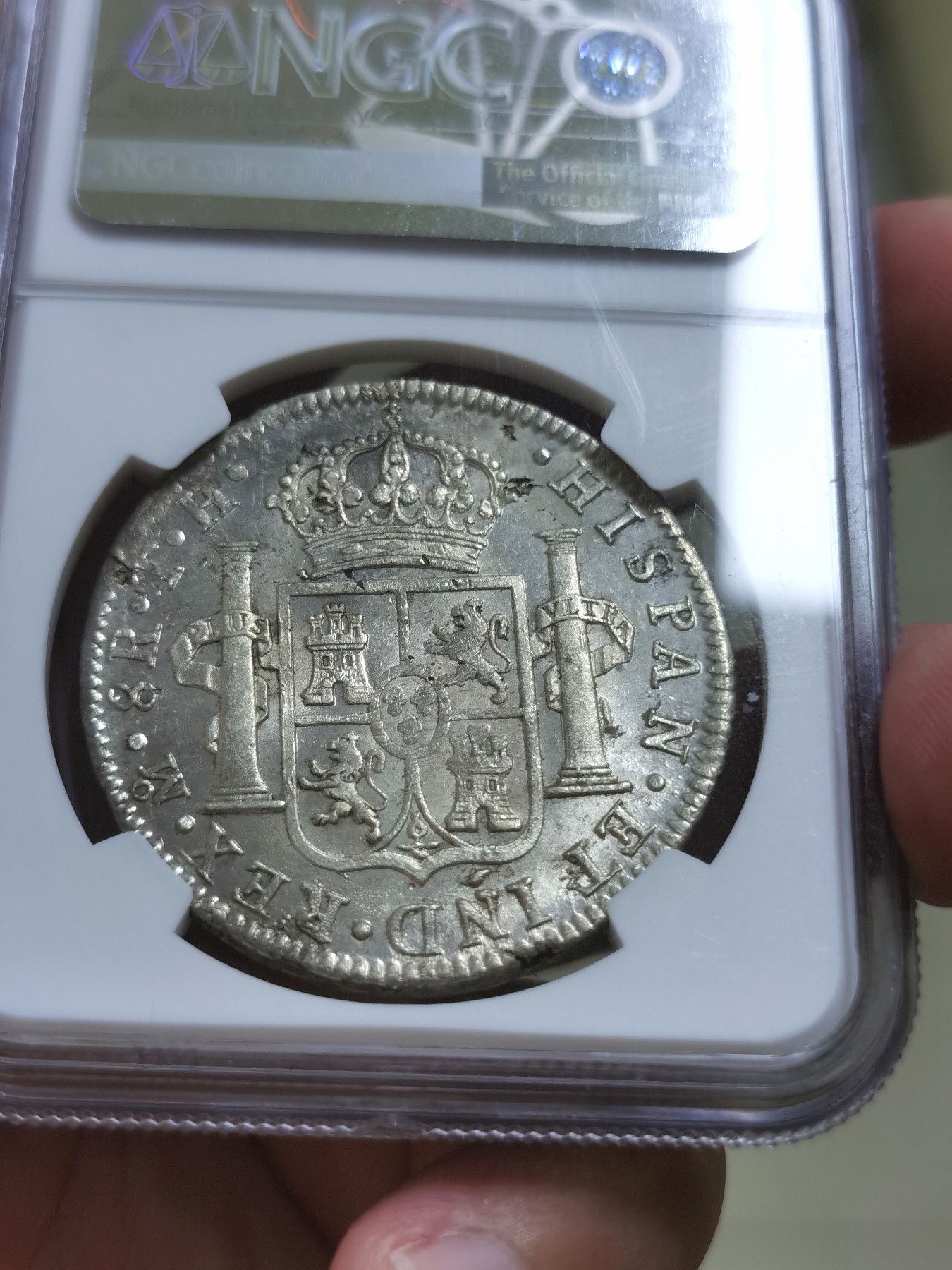 博洋堂世界钱币拍卖第036期（全场包邮） NGC MS62 西属1808年墨西哥卡洛斯四世双柱大银币