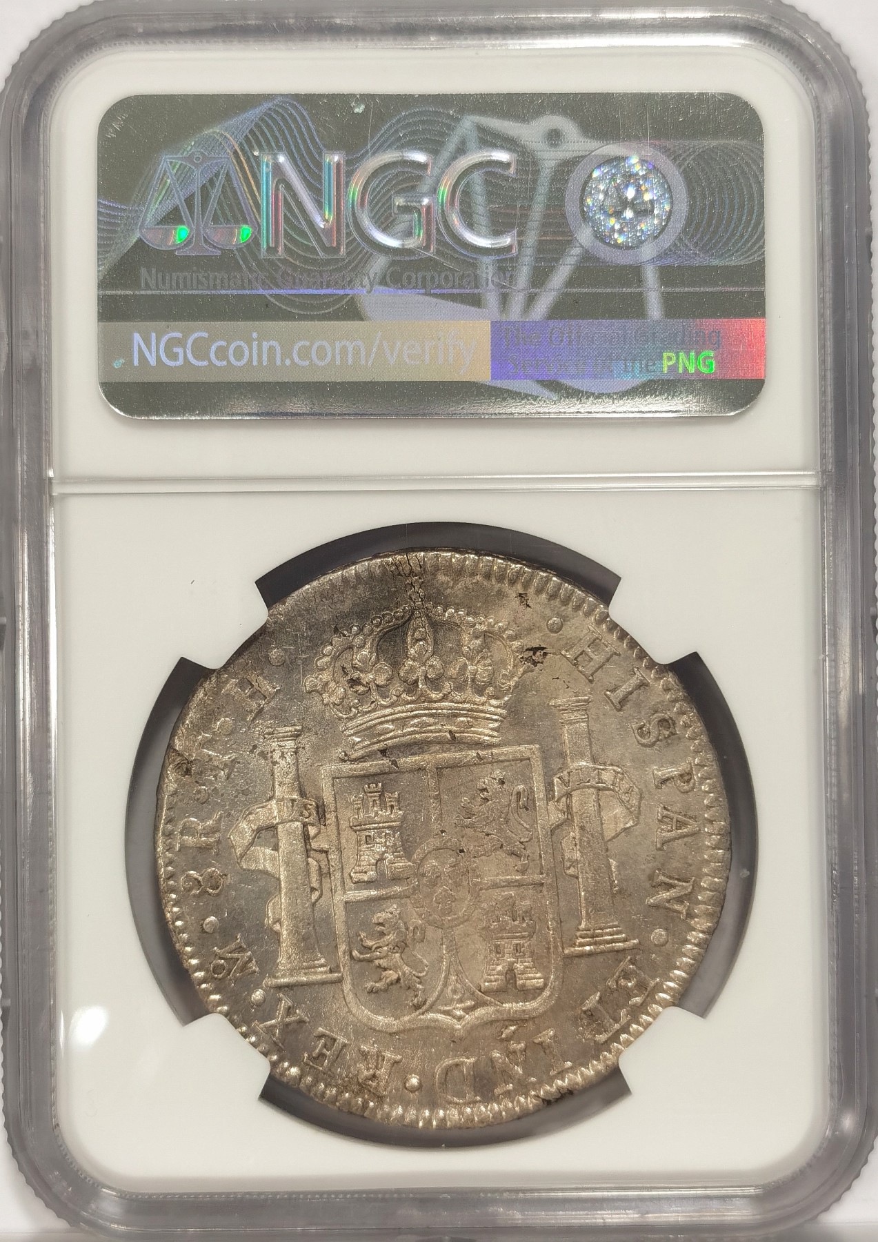 博洋堂世界钱币拍卖第036期（全场包邮） NGC MS62 西属1808年墨西哥卡洛斯四世双柱大银币