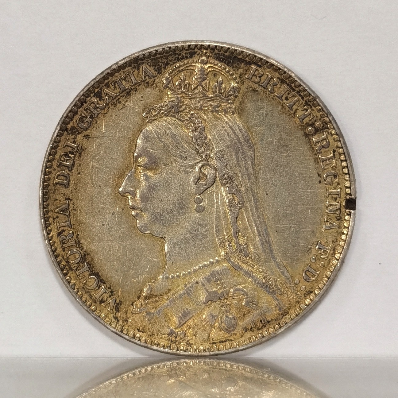 博洋堂世界钱币拍卖第036期（全场包邮） 英国1887年维多利亚高冠1先令背嵌珐琅