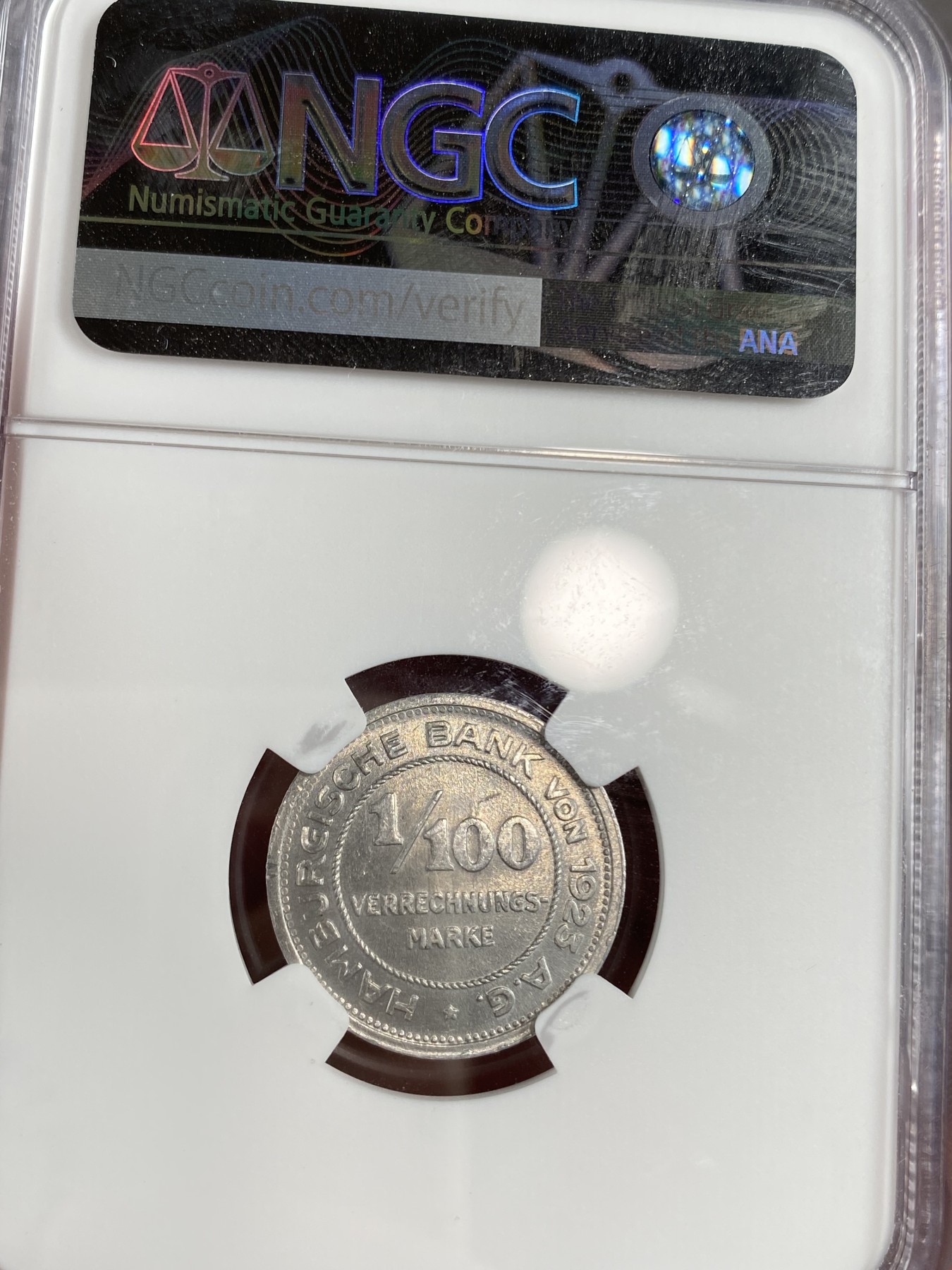 万国钱币拍卖第013期（视频直播专场） 一组三枚罕见德国紧急状态贸易结算马克、1923年NGC-MS63 10万马克1/10Million（1/10M）更高分仅2枚、1923年NGC-MS64 5万马克5/100Million（1/100M）、1923年NGC-MS62 1万马克1/100Million（1/100M）汉堡自由市紧急贸易结算货币收藏一步到位