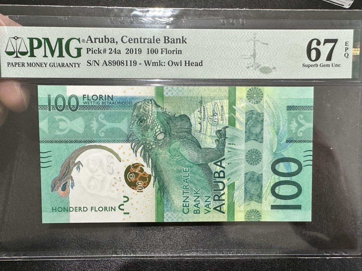 《外钞收藏家》第二百八十八期（连拍第一场） 2019年阿鲁巴100福林 A冠 PMG67 无47靓号