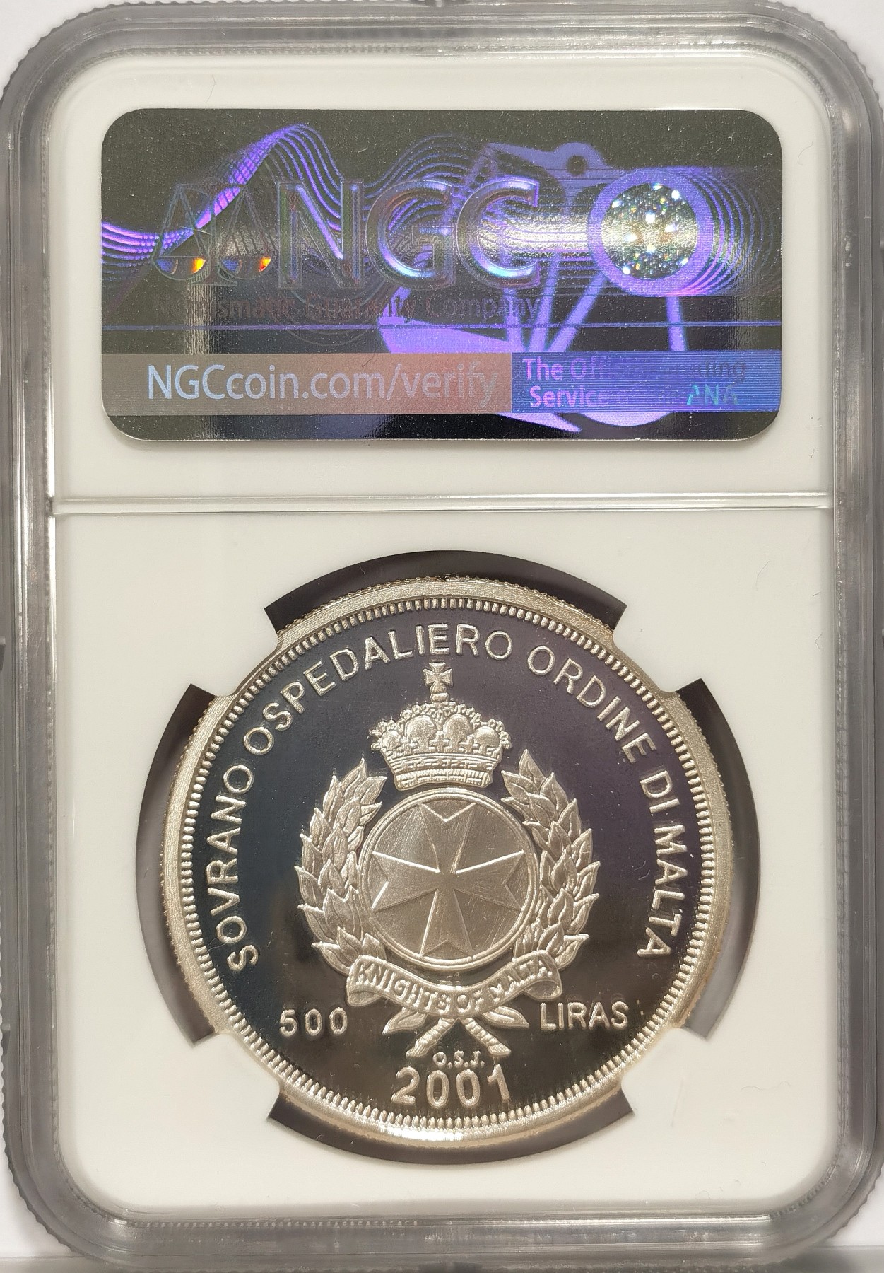 博洋堂世界钱币拍卖第036期（全场包邮） 珍稀币！NGC PF68UC 马耳他2001年海神波塞冬500里拉精制银币，NGC唯一亚军分