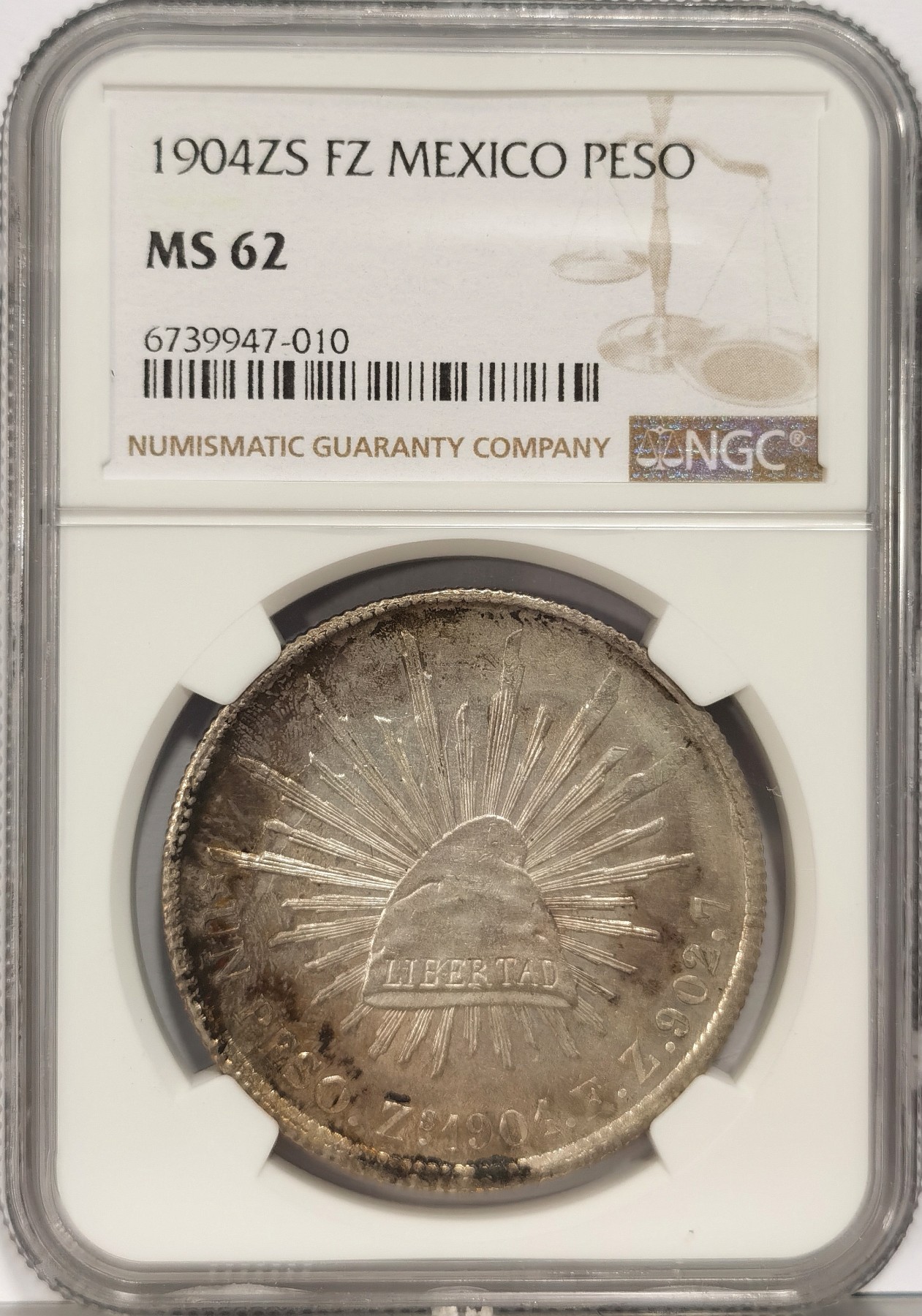 博洋堂世界钱币拍卖第036期（全场包邮） NGC MS62 墨西哥1904年ZS FZ版直边鹰洋