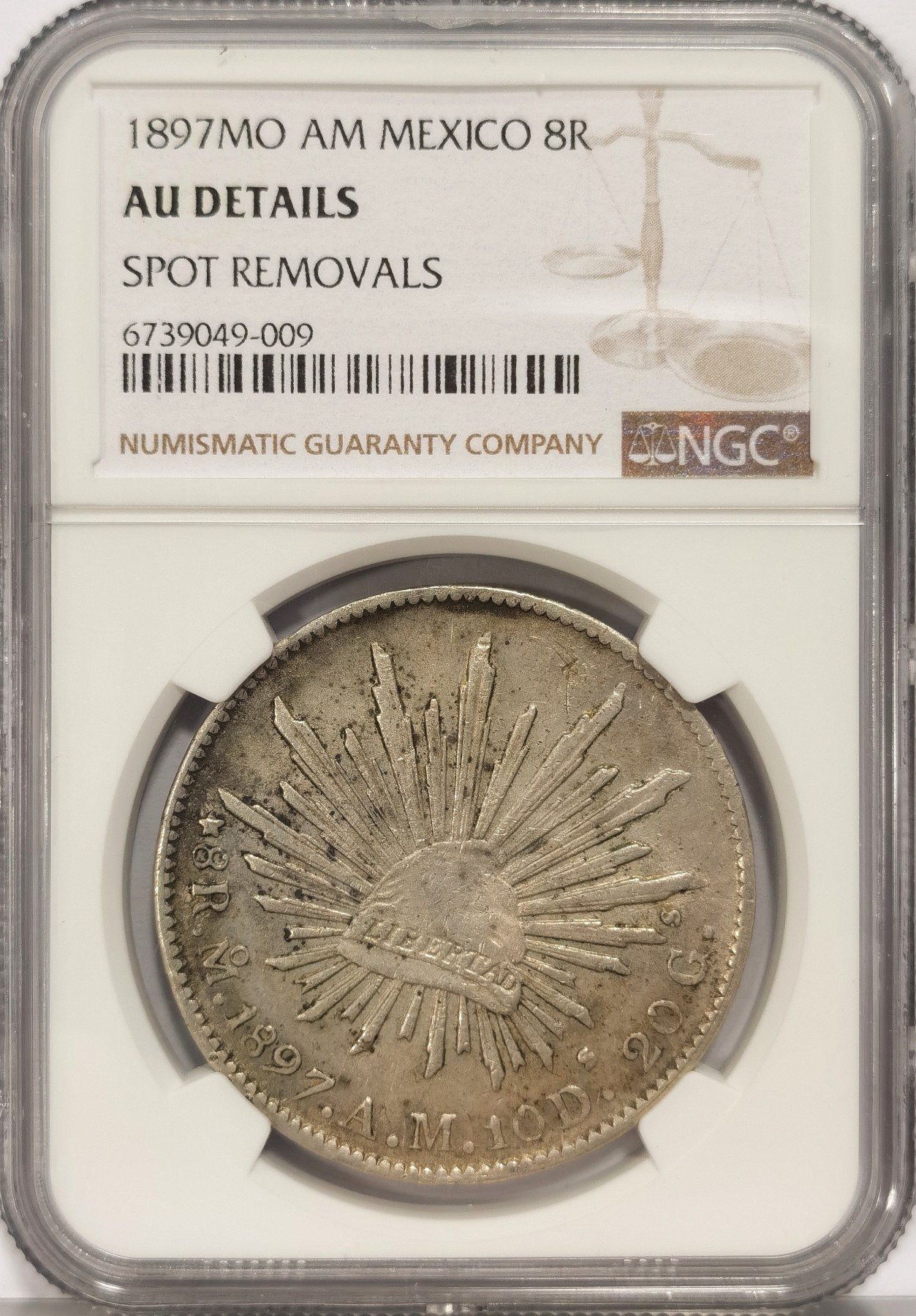 博洋堂世界钱币拍卖第036期（全场包邮） NGC AU 墨西哥1897年MO AM版花边鹰洋
