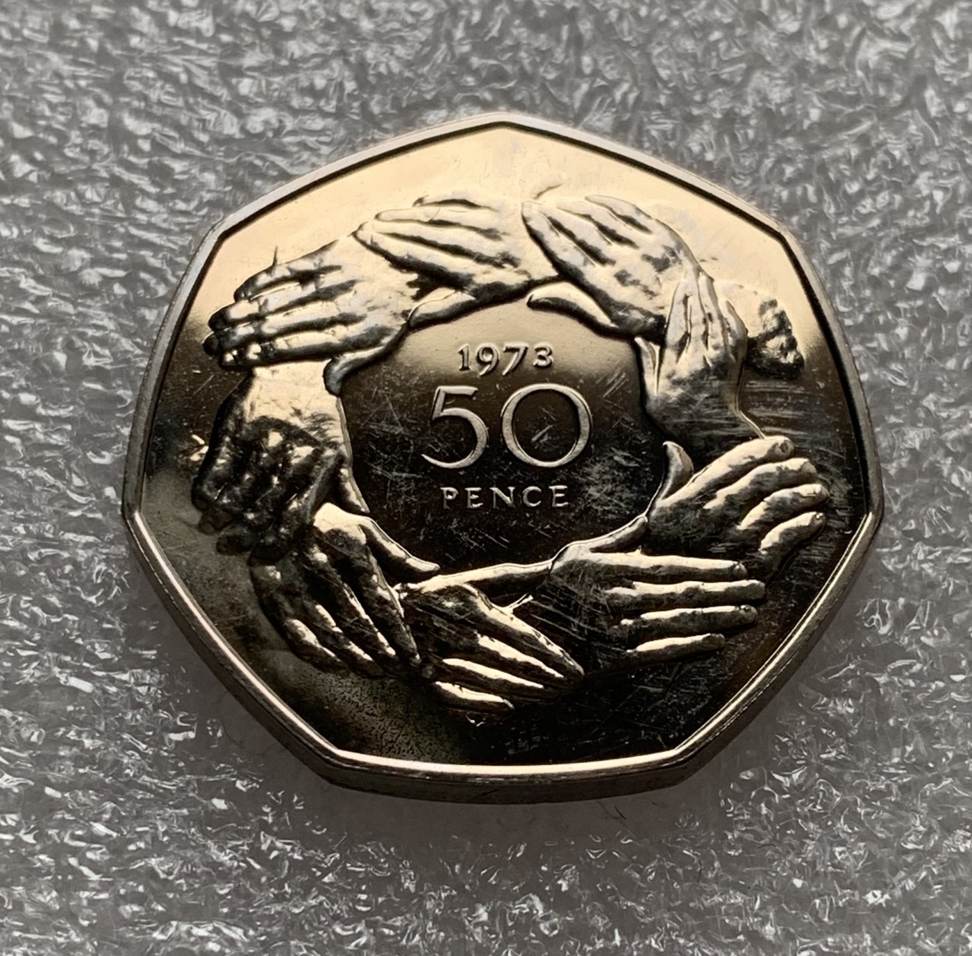 瓶子🏺第102期拍卖会  英国1978年50便士加入欧盟纪念币  精制原盒