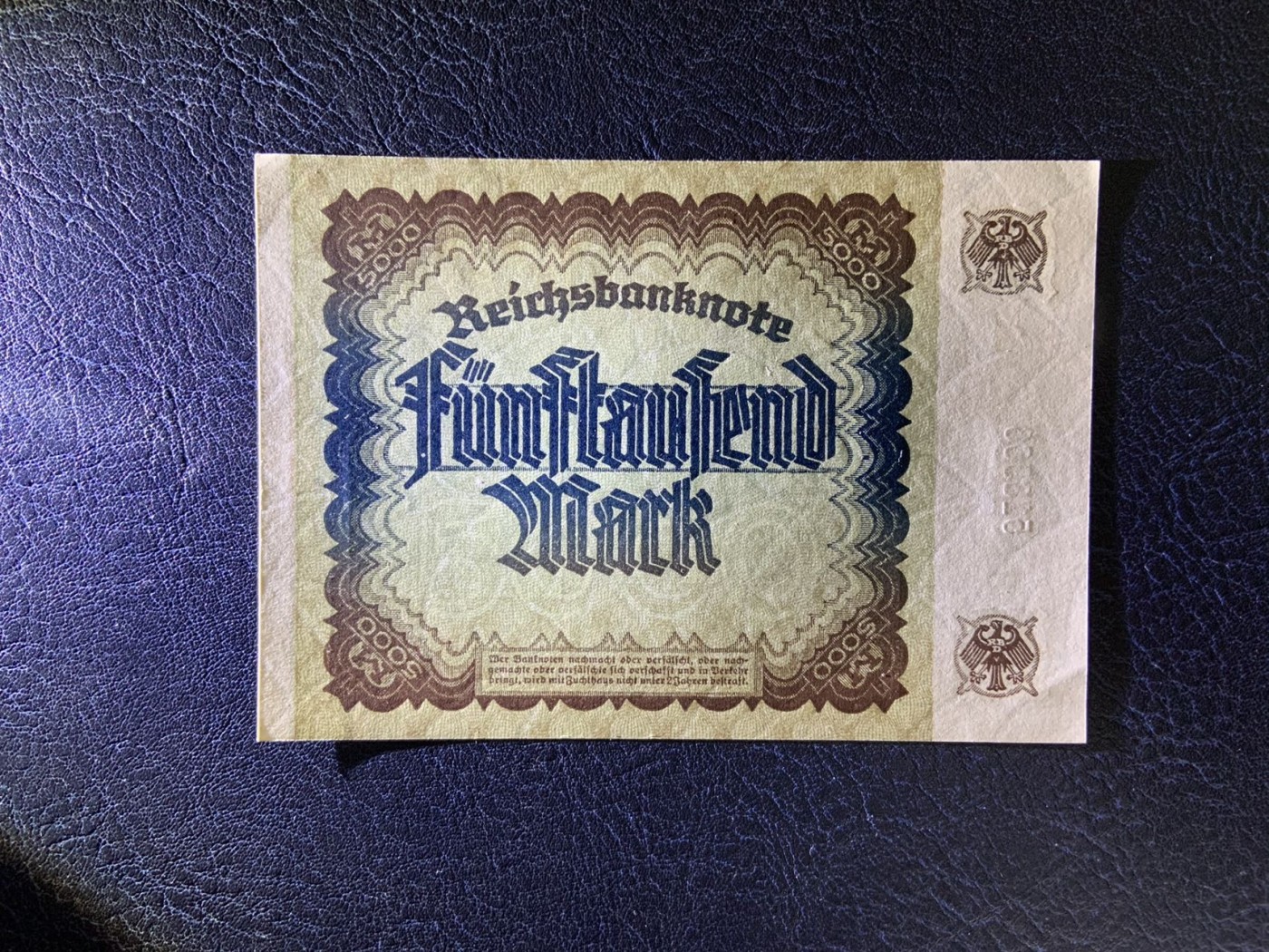 收藏联盟Quantum Auction 第277期拍卖  德国1922年5000马克 品相UNC 号码无347