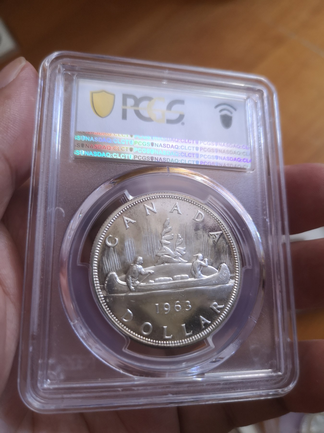 长老汇第25场老银币拍卖 1963加拿大伊丽莎白二世1加元类精制银币，PCGS PL65DCAM