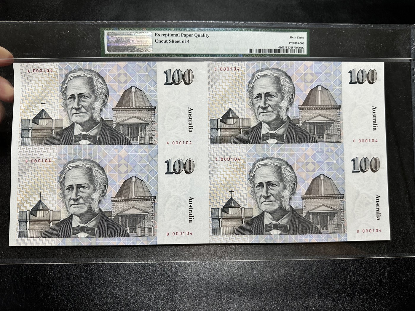 《外钞收藏家》第二百九十二期（连拍第三场） 1992年澳大利亚50元 四连体 PMG63E 百位104号