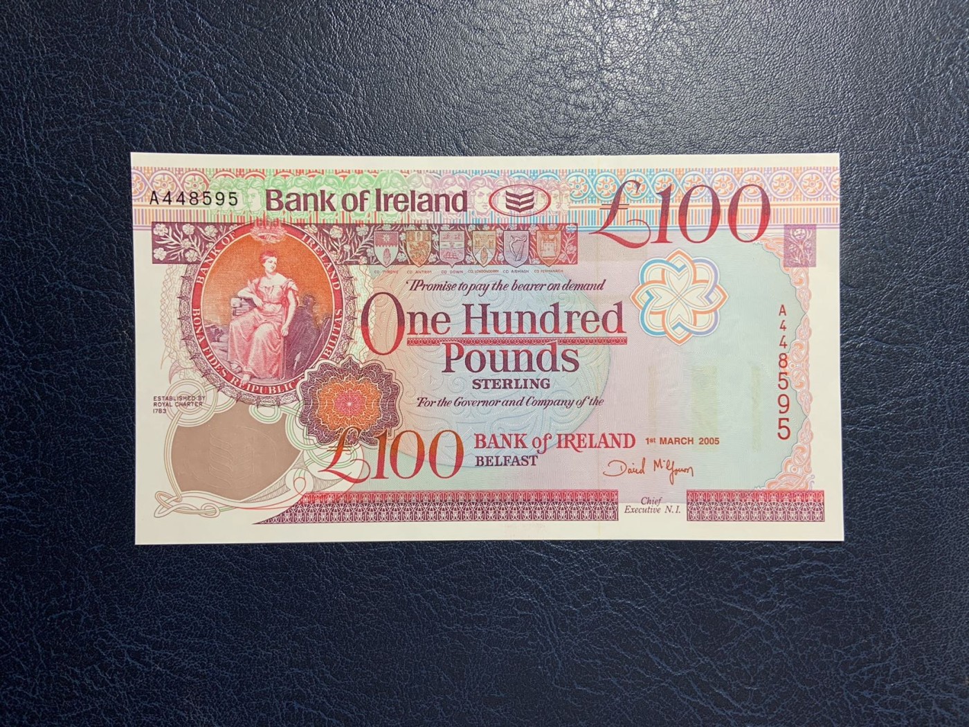 收藏联盟Quantum Auction 第277期拍卖  北爱尔兰银行2005年100镑 品相全新UNC 首发A冠 贝尔法斯特女王大学