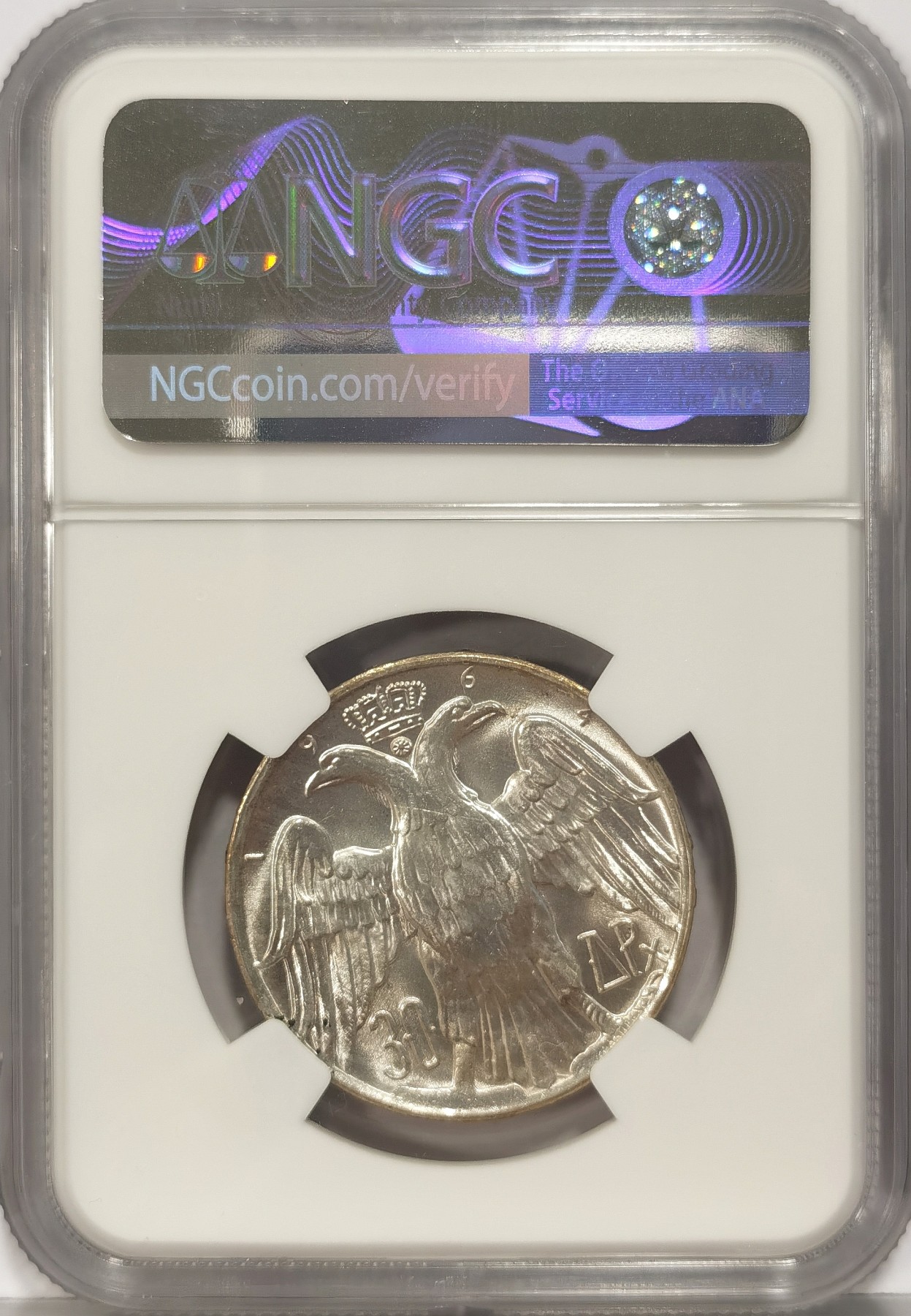 博洋堂世界钱币拍卖第037期（全场包邮） NGC MS65 希腊1964年 皇室婚礼 30德拉克马银币 高分好品