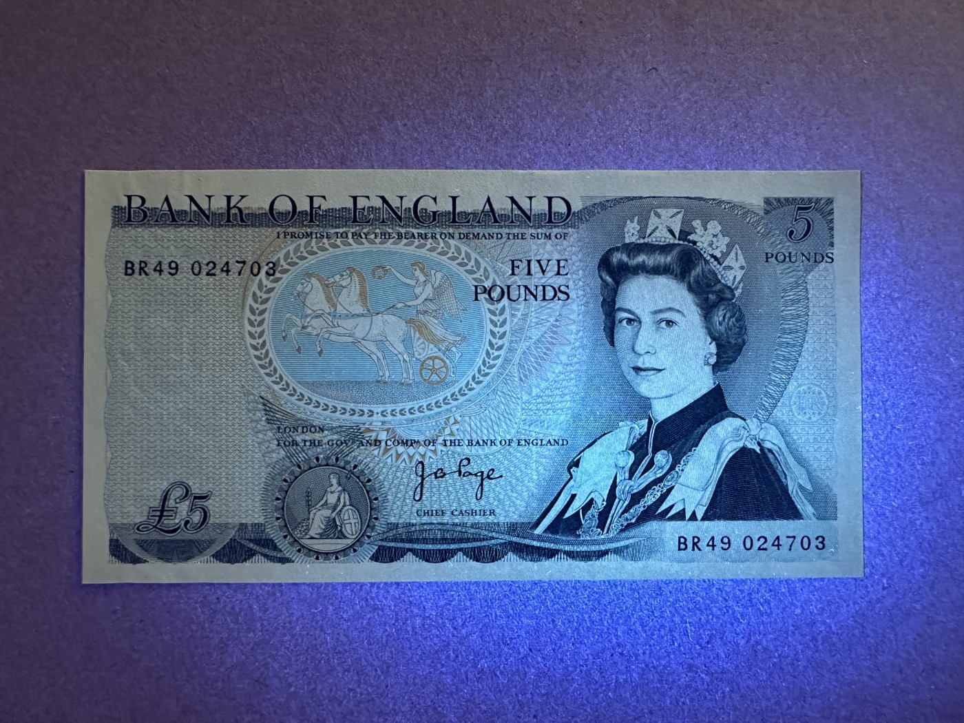 《张总收藏》112期—精品外币 众多靓号 满分法罗 冠军si神 英格兰5镑 UNC D序列 签名J. B. Page.