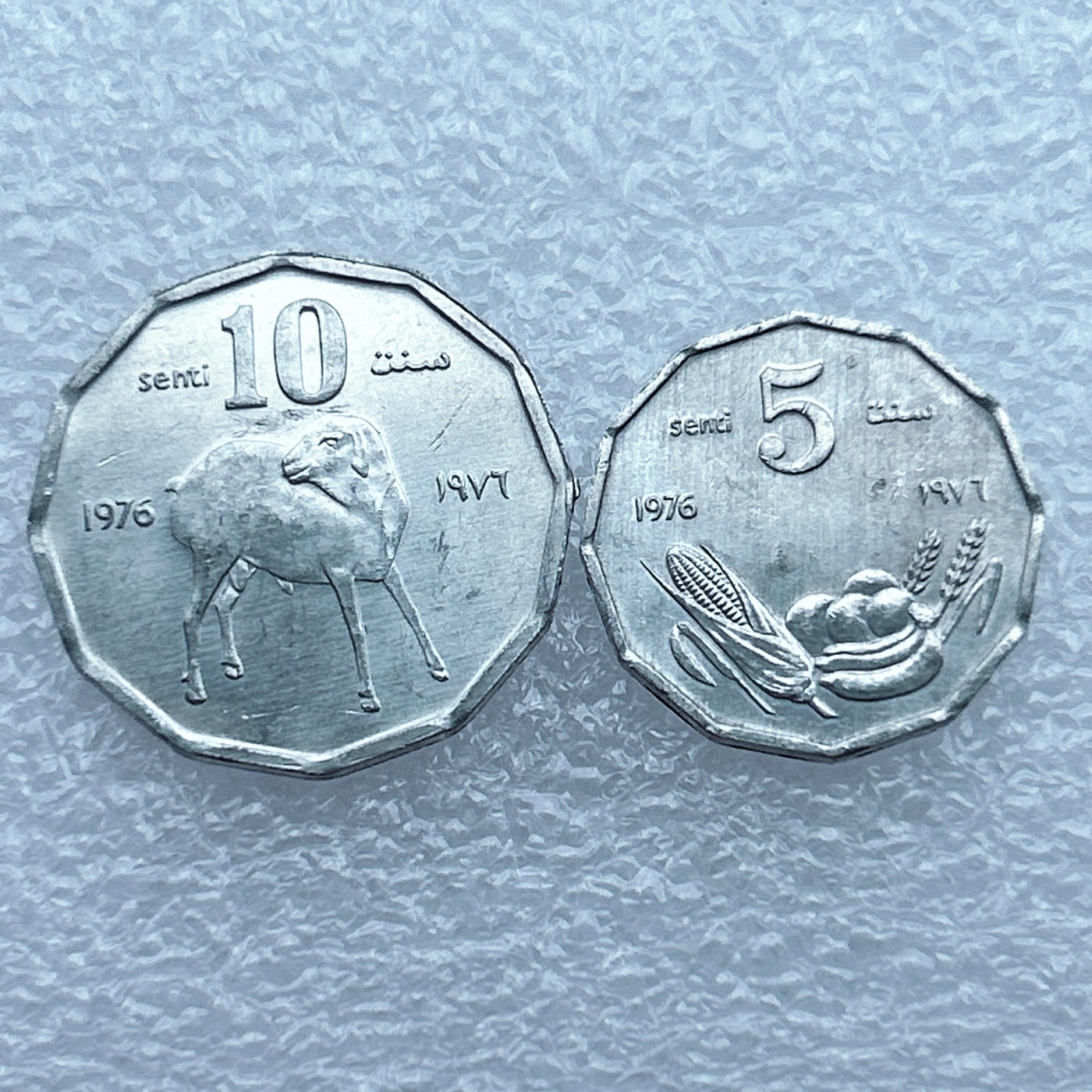 全场一元起拍 世界钱币散币场 第12期 索马里1976年小羊蔬菜水果5分、10分世界粮农组织FAO纪念币