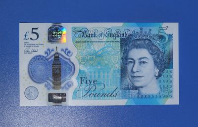 港、澳、台、中外钞、流水签、机签、箱包单、靓号专场第21期 - 英格兰2016年5镑塑料钞  豹子号 AA43114888 UNC一张/如图