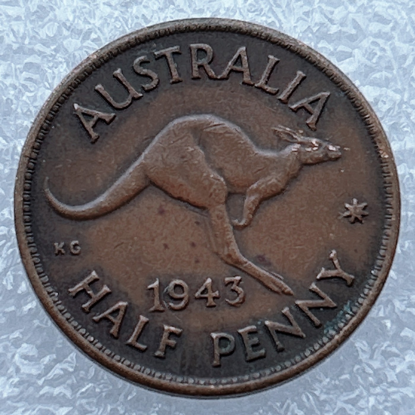 全场一元起拍 世界钱币散币场 第12期 1943年 早期澳大利亚 1/2半便士 乔六