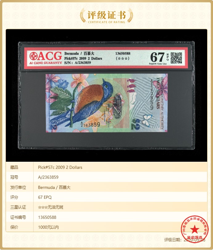 无佣金热门外币合集 百慕大世界获奖鸟钞A/2363859无47