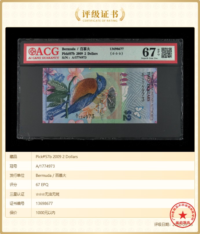 无佣金热门外币合集 百慕大世界获奖鸟钞A/1774973