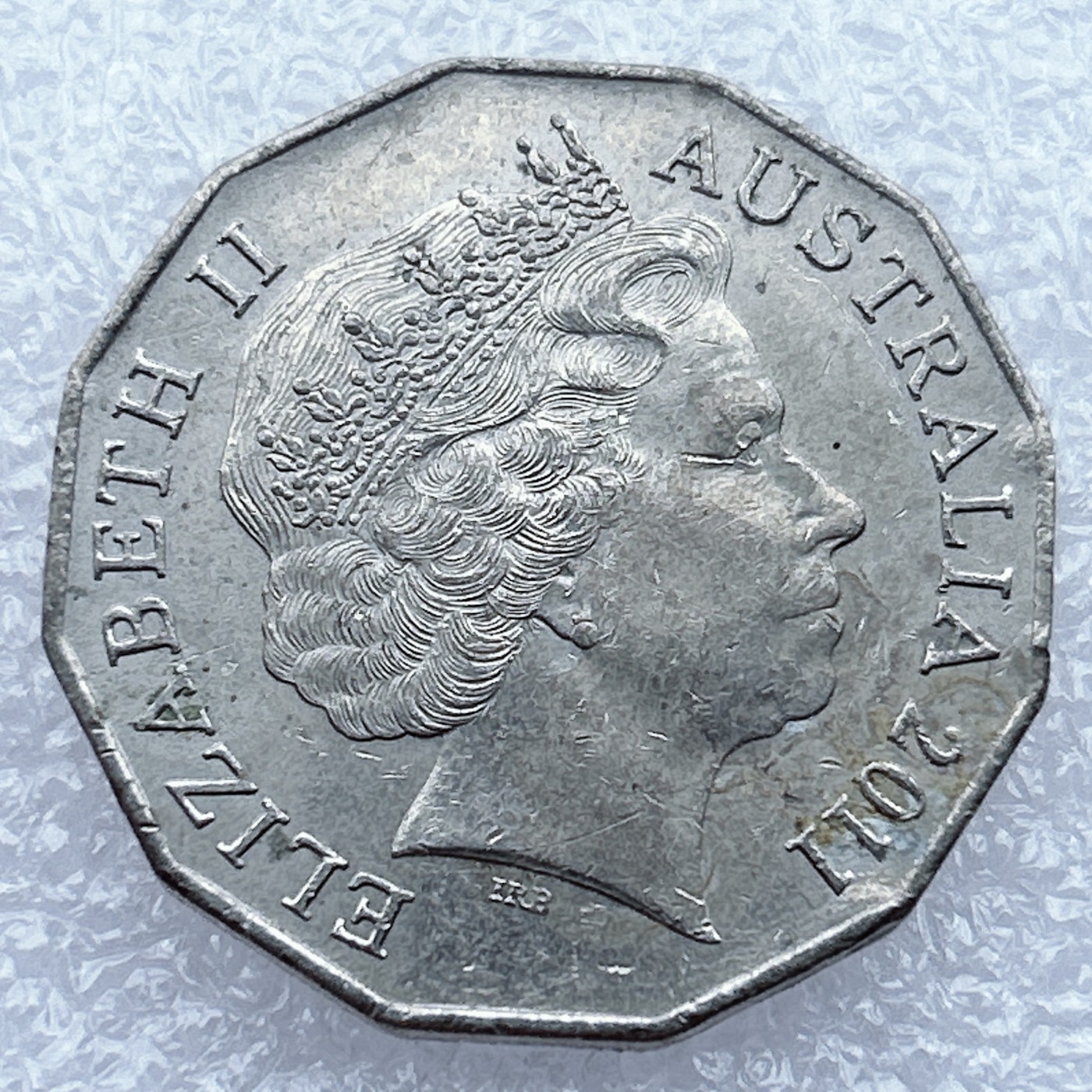 全场一元起拍 世界钱币散币场 第12期 2011年澳大利亚50分女王大硬币 老年版 袋鼠鸵鸟