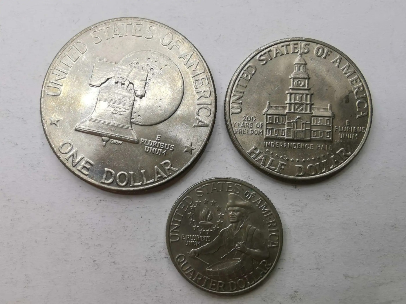美国1976年200周年纪念25分40分1元3个一套