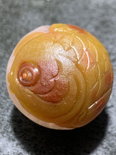 精美亚光冰飘战国红玛瑙手工俏色巧雕富贵有鱼子一颗！ - 精美亚光冰飘战国红玛瑙手工俏色巧雕富贵有鱼子一颗！