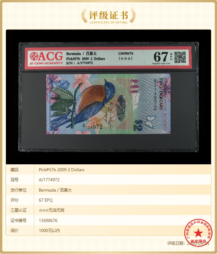 无佣金热门外币合集 百慕大世界获奖鸟钞A/1774972
