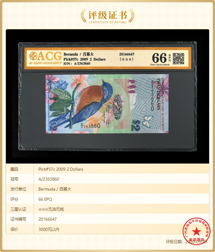 无佣金热门外币合集 百慕大世界获奖鸟钞A/2363860无47金标