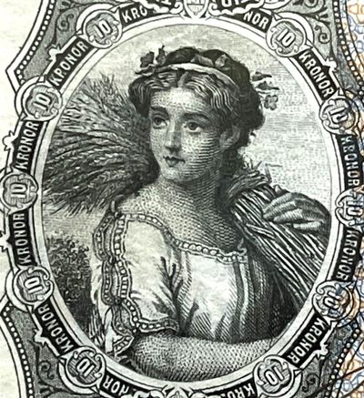 【Blue Auction】✨世界纸币精拍第352期——莫总专场XXVI - 【唯一冠军分 百年前手签实钞原票珍罕 最美谷神】瑞典 1876-94年10克朗 谷神非常优雅美丽 很棒的肖像 BWC出品 雕刻精美 样钞偶尔可遇 好品原票实钞难遇 PMG35EPQ 状态高于评分 非常推荐的一张