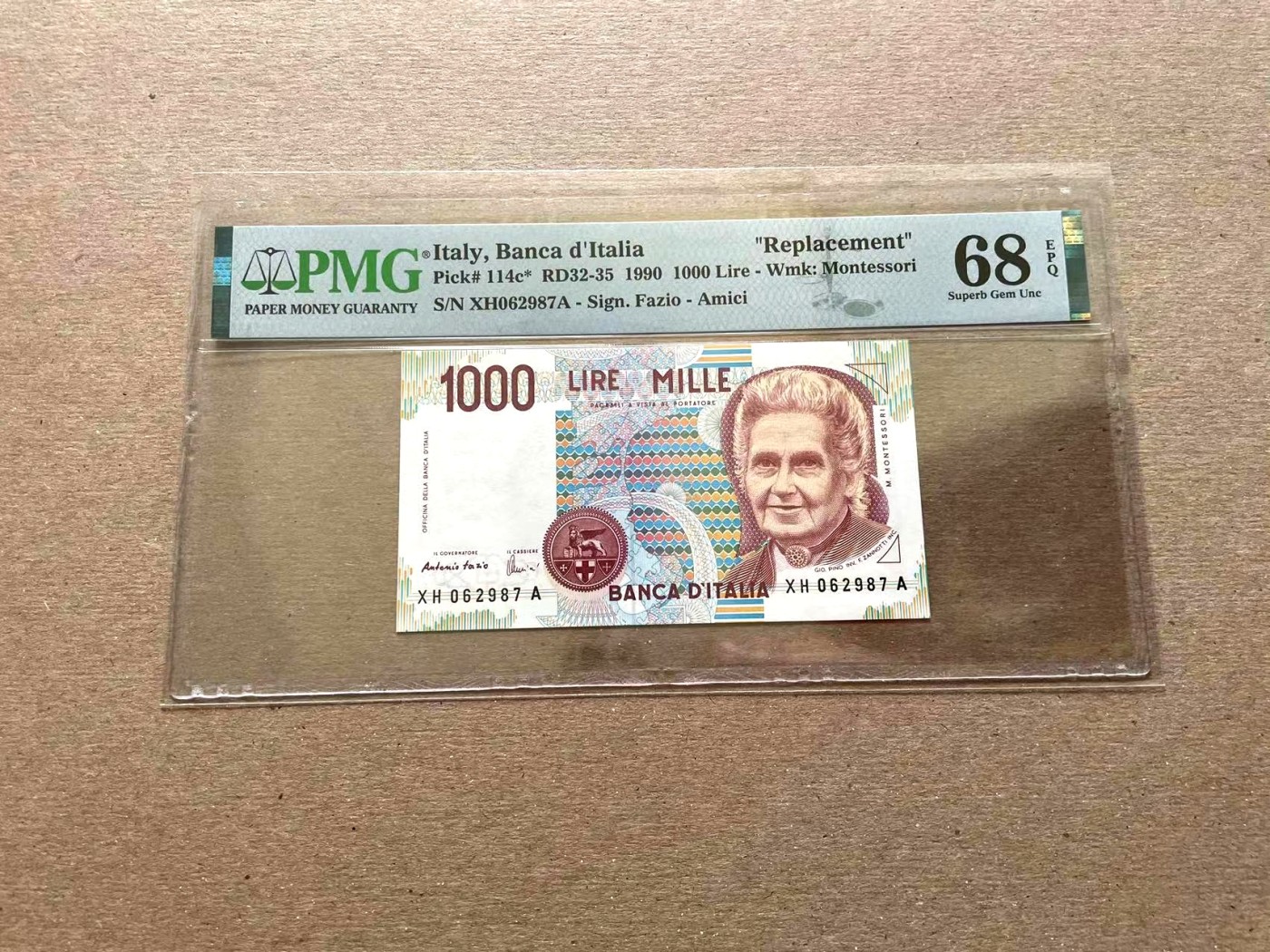 【Blue Auction】✨世界纸币精拍第352期——莫总专场XXVI 【补号 仅1张更高分】意大利 1990年1000里拉 PMG68EPQ 超高分