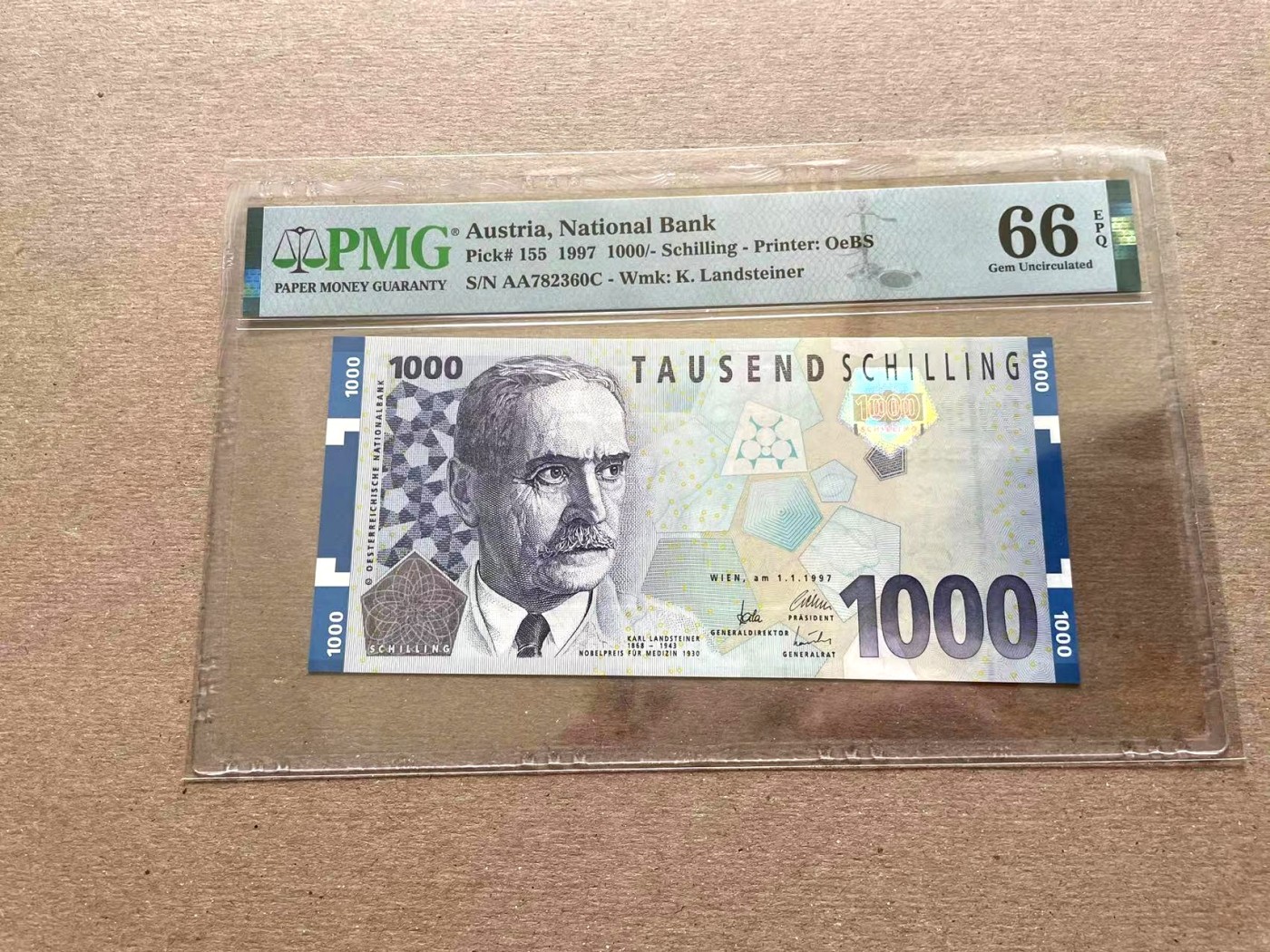 【Blue Auction】✨世界纸币精拍第352期——莫总专场XXVI 【AA冠】奥地利 1997年1000先令 最高值 PMG66EPQ  