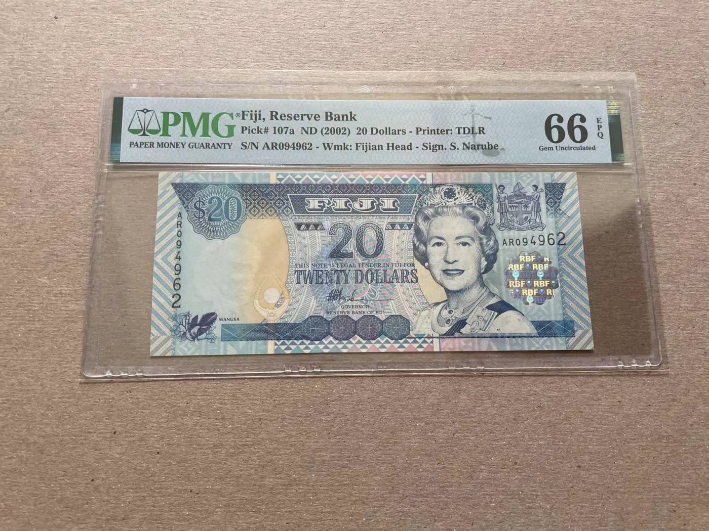 【Blue Auction】✨世界纸币精拍第352期——莫总专场XXVI 斐济 2002年20元 PMG66EPQ 女王