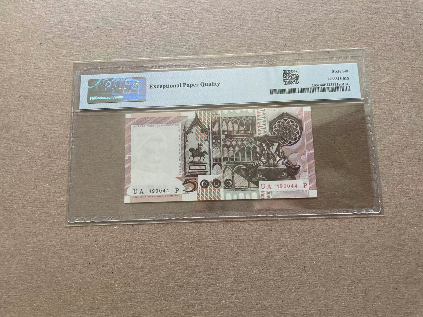 【Blue Auction】✨世界纸币精拍第352期——莫总专场XXVI 【p105c】意大利 1983年5000里拉 PMG66EPQ 