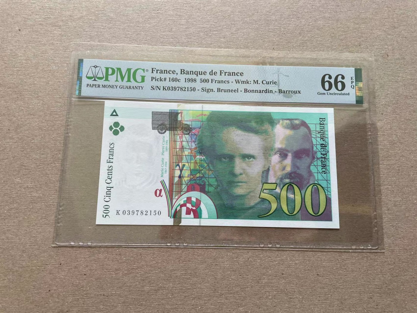 【Blue Auction】✨世界纸币精拍第352期——莫总专场XXVI 法国 1998年500法郎 居里夫人 PMG66EPQ 