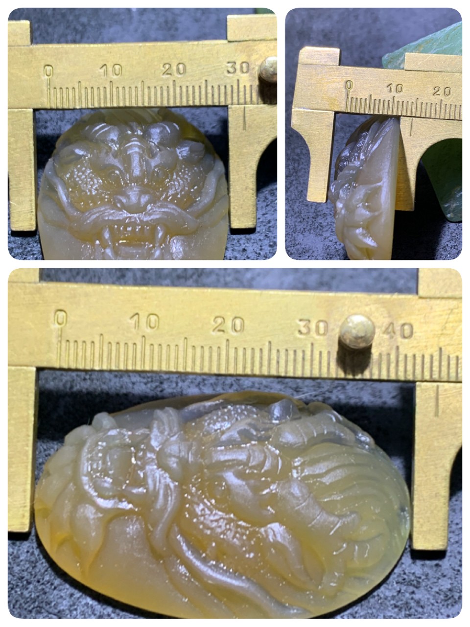 精美亚光蒙料冰飘鸡油黄战国红玛瑙手工雕刻龙头吊坠吊坠一个，
