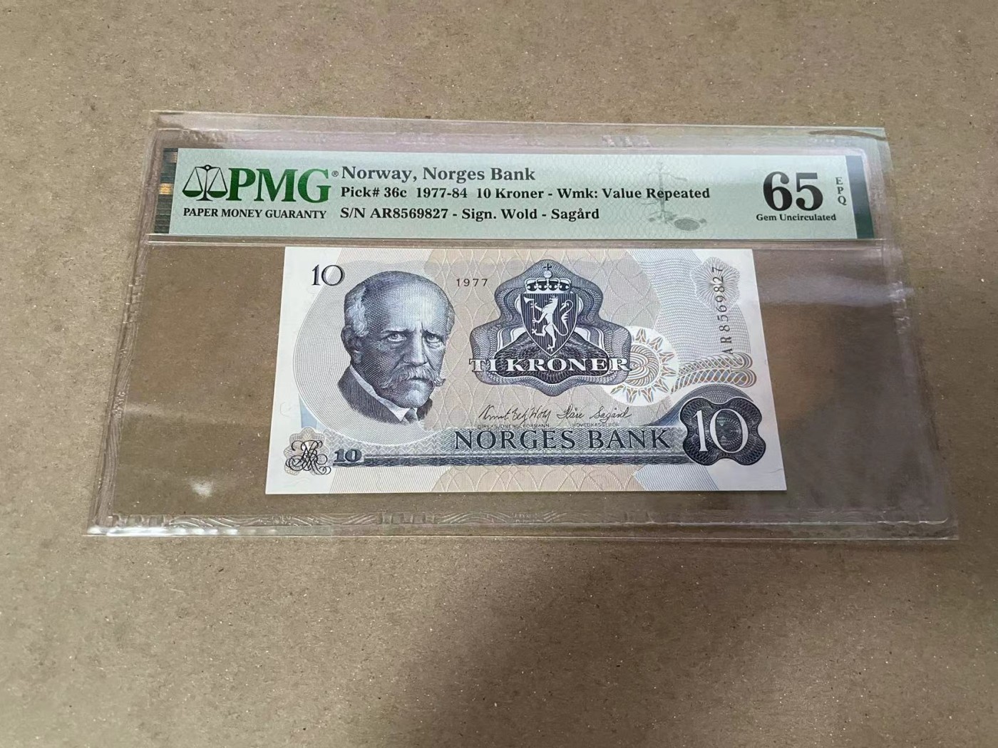 【Blue Auction】✨世界纸币精拍第352期——莫总专场XXVI 挪威 1977-84年10克朗 PMG65EPQ 