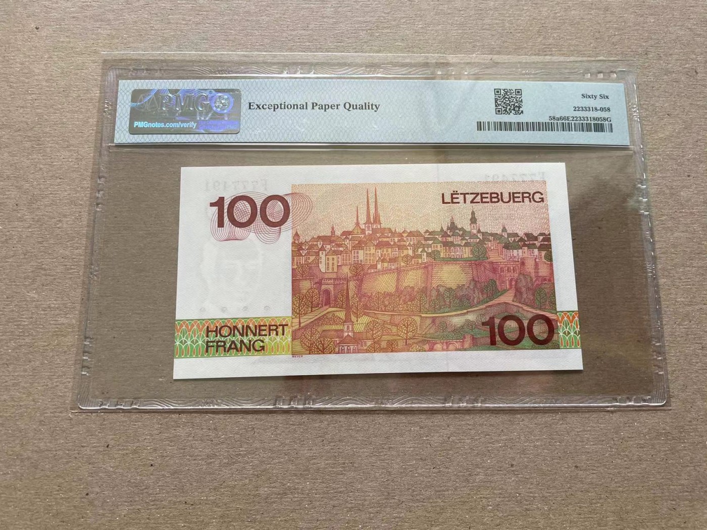 【Blue Auction】✨世界纸币精拍第352期——莫总专场XXVI 卢森堡 1986年100法郎  PMG66EPQ