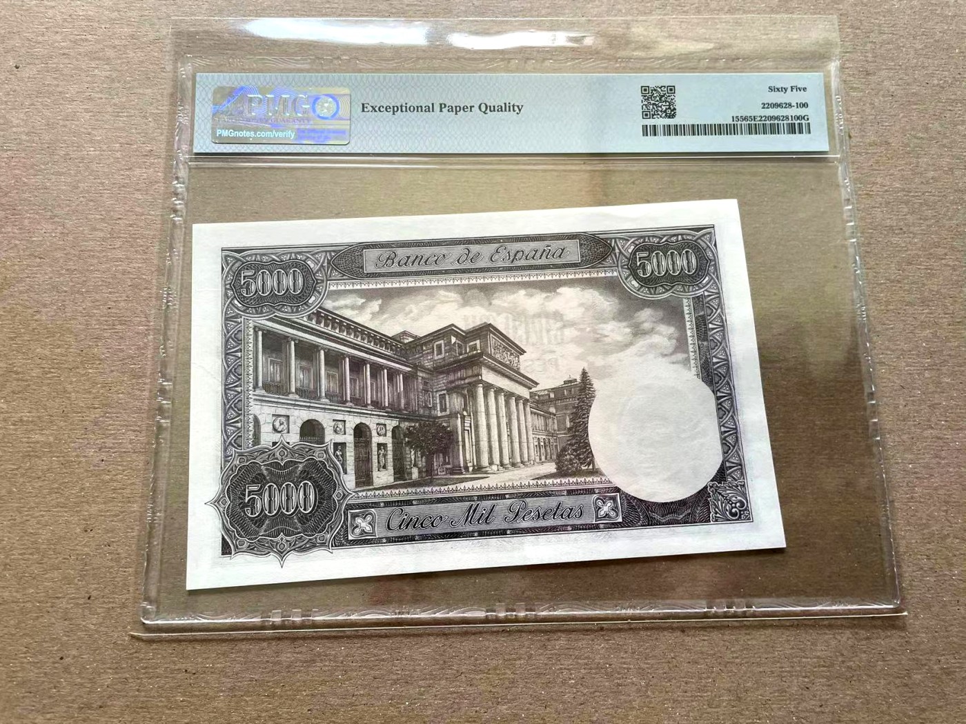 【Blue Auction】✨世界纸币精拍第352期——莫总专场XXVI 【纯数字无冠号版 3399969靓号】西班牙 1976年5000比塞塔 最后的大方块 PMG65EPQ 