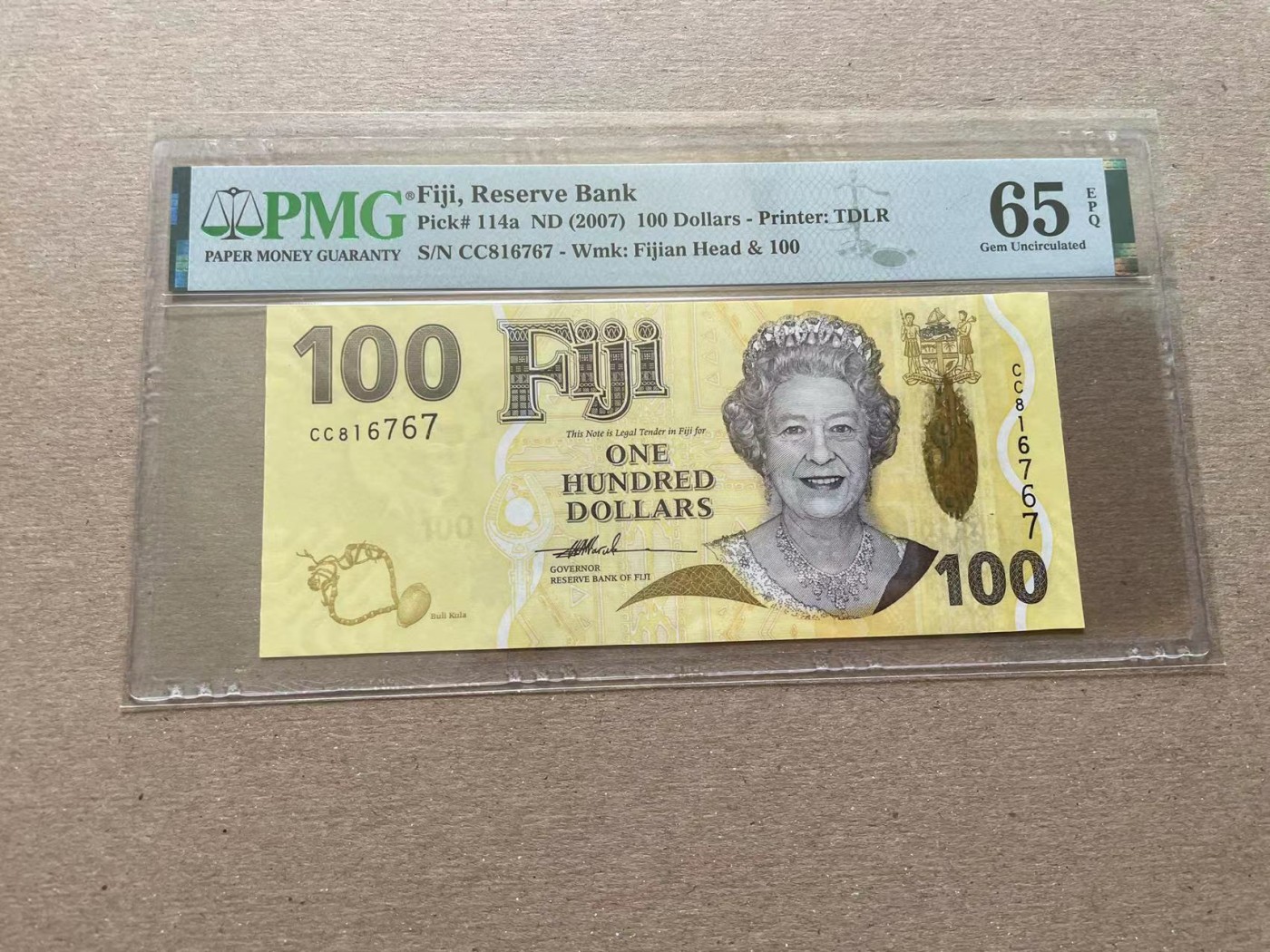 【Blue Auction】✨世界纸币精拍第352期——莫总专场XXVI 斐济 2007年100元 PMG65EPQ 女王
