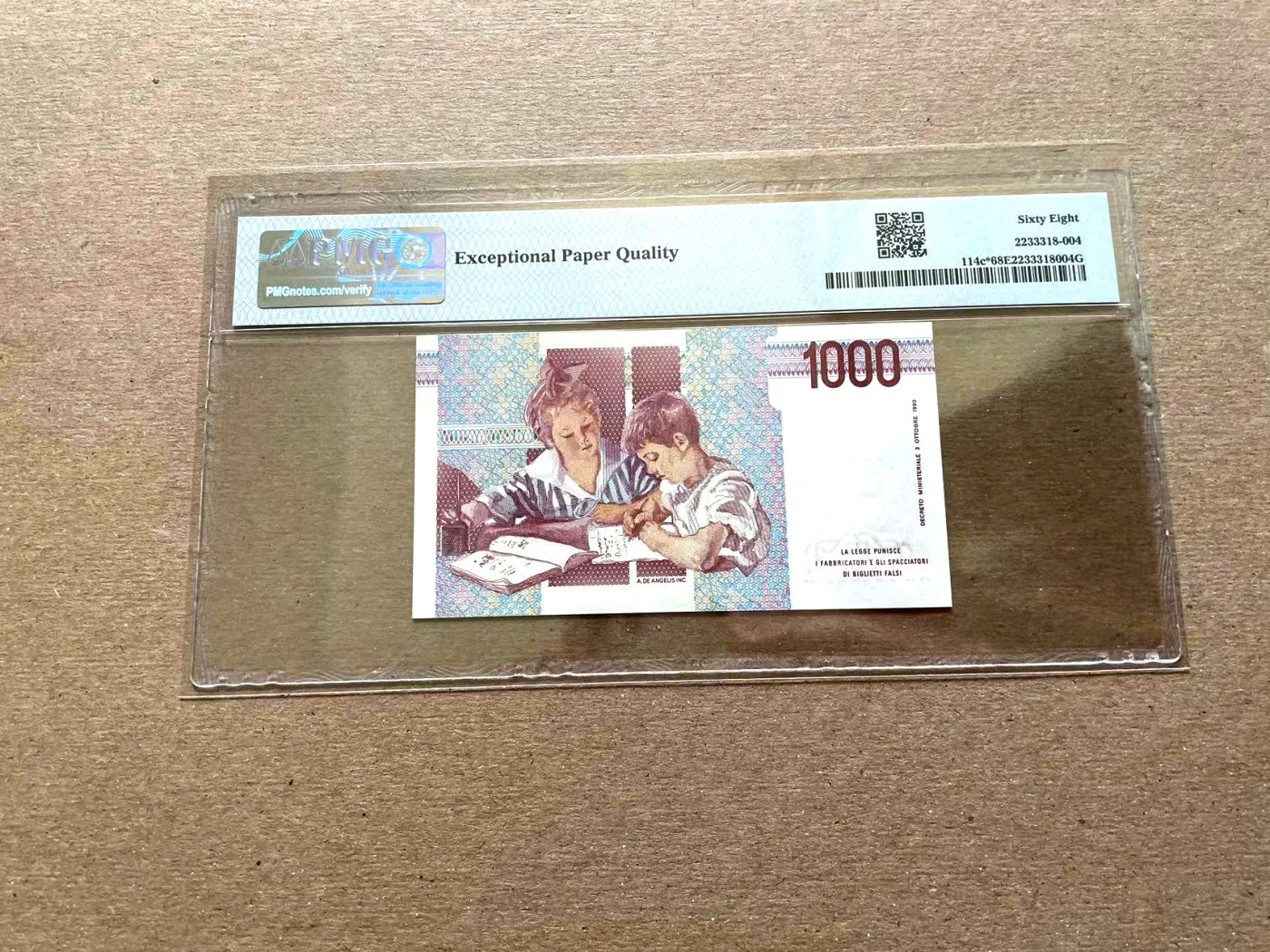 【Blue Auction】✨世界纸币精拍第352期——莫总专场XXVI 【补号 仅1张更高分】意大利 1990年1000里拉 PMG68EPQ 超高分