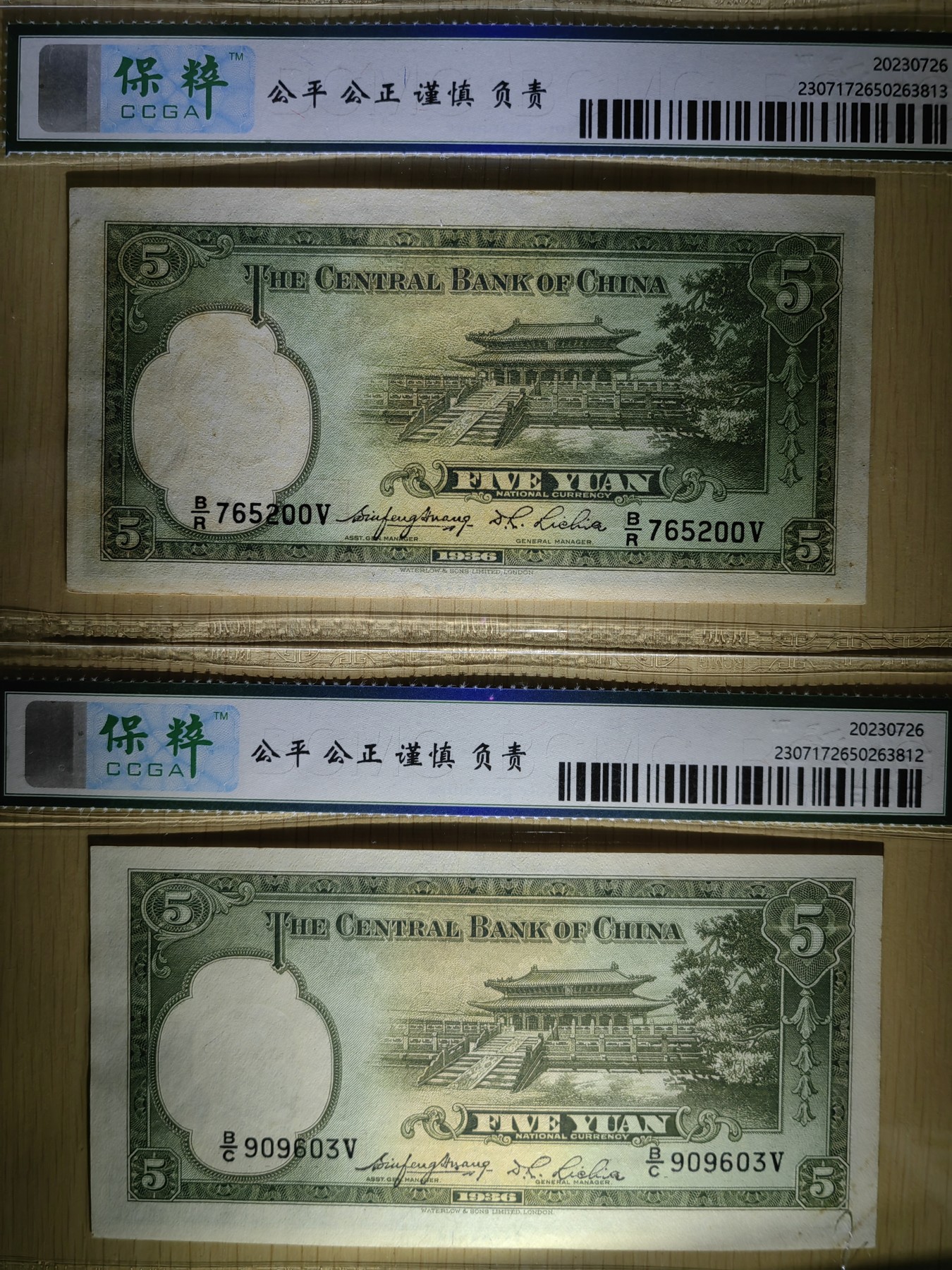 纸醉金迷民国编.专场 中央银行伍圆（背天坛图 低评）