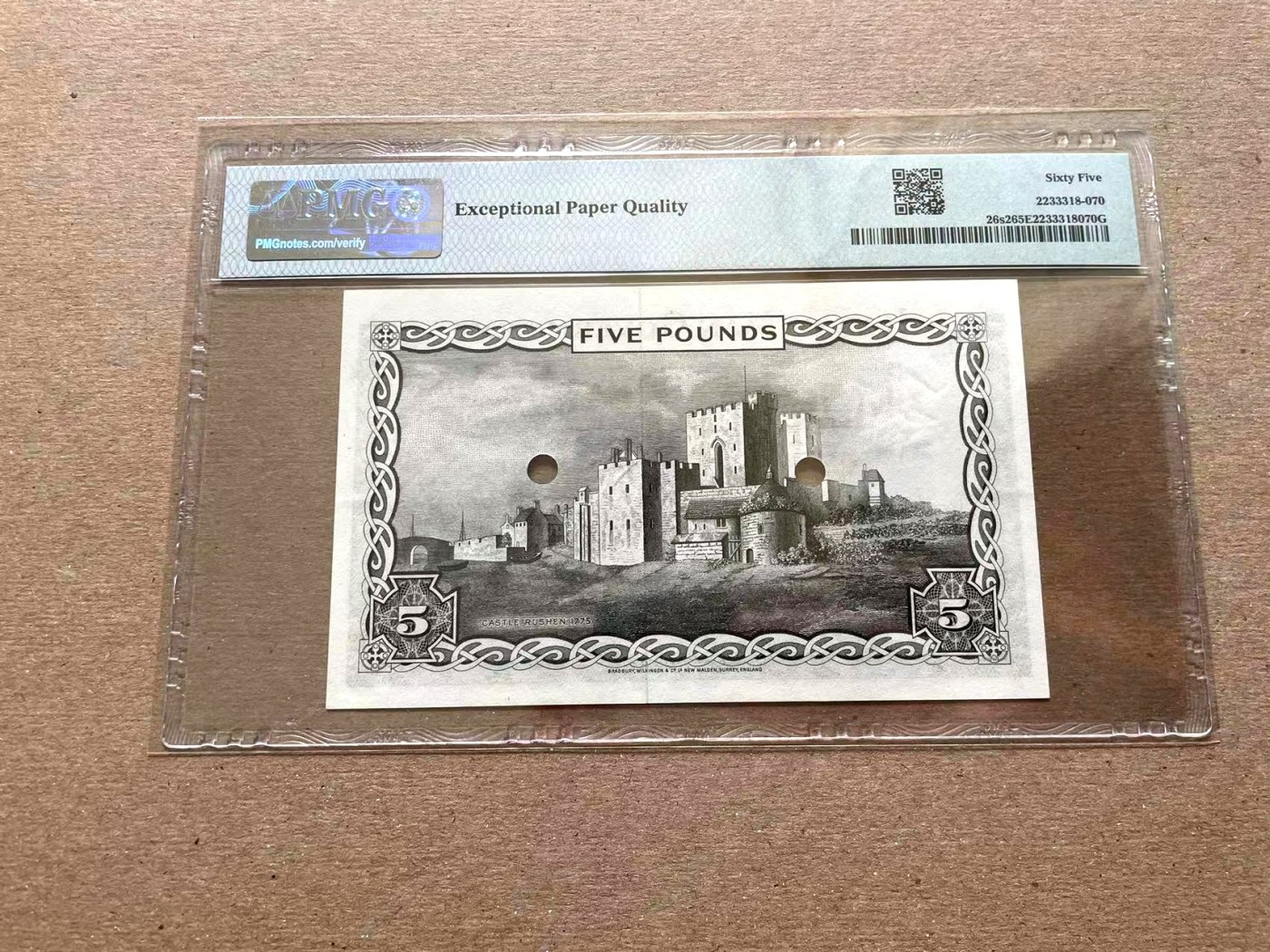 【Blue Auction】✨世界纸币精拍第352期——莫总专场XXVI 【亚军分 s2该版本仅发行了50张】马恩岛 1961年5镑 戎装女王 样钞少见 PMG65EPQ 精美高值 