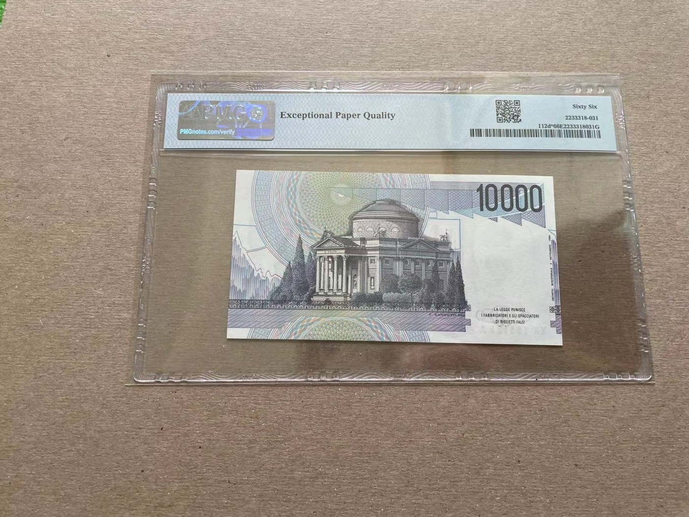 【Blue Auction】✨世界纸币精拍第352期——莫总专场XXVI 【无47 补号】意大利 1984年10000里拉 PMG66EPQ （该冠号发行量最少 仅20万张）