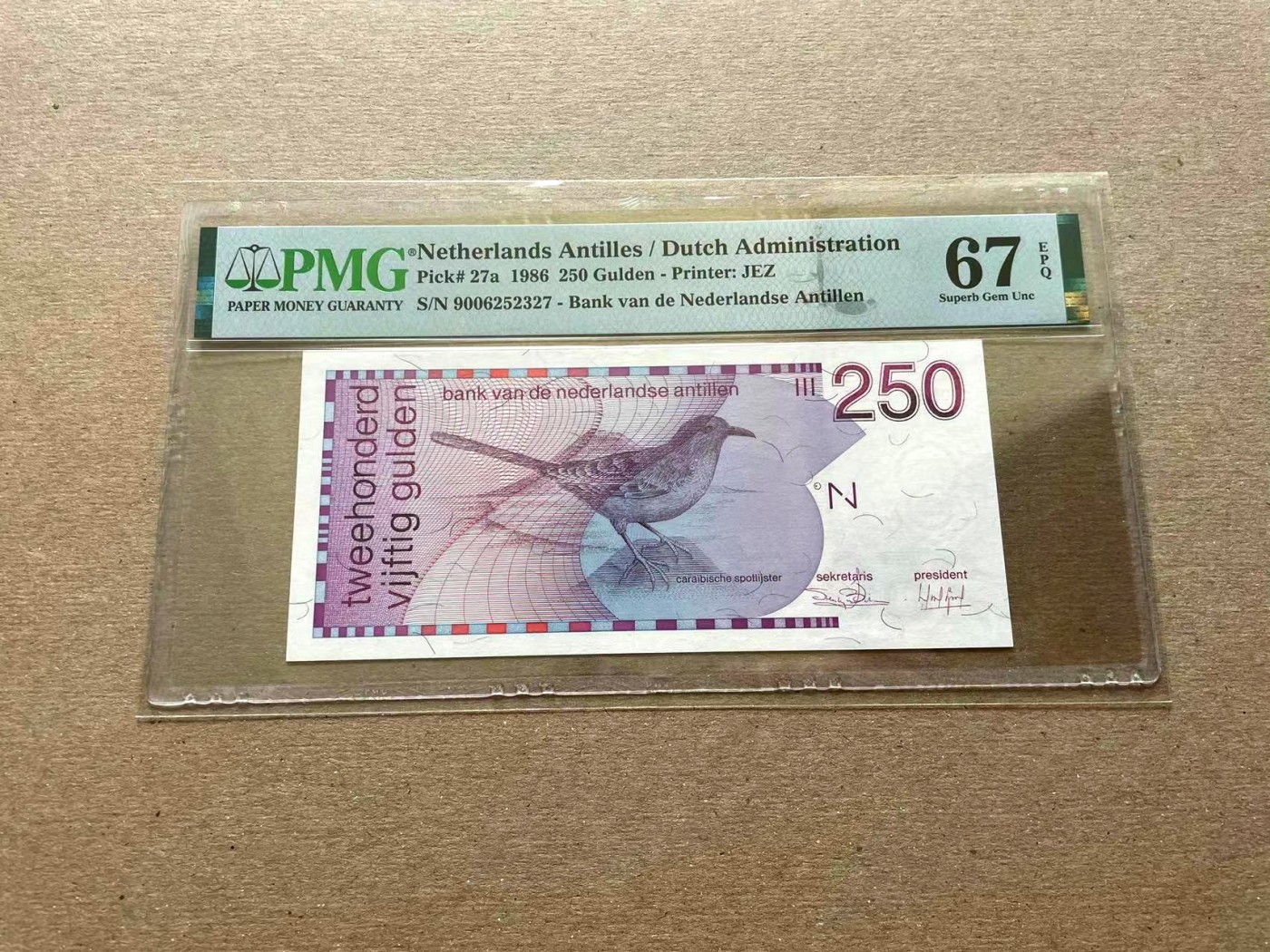 【Blue Auction】✨世界纸币精拍第352期——莫总专场XXVI 荷属安的列斯 1986年250盾最高值 PMG67EPQ 高分