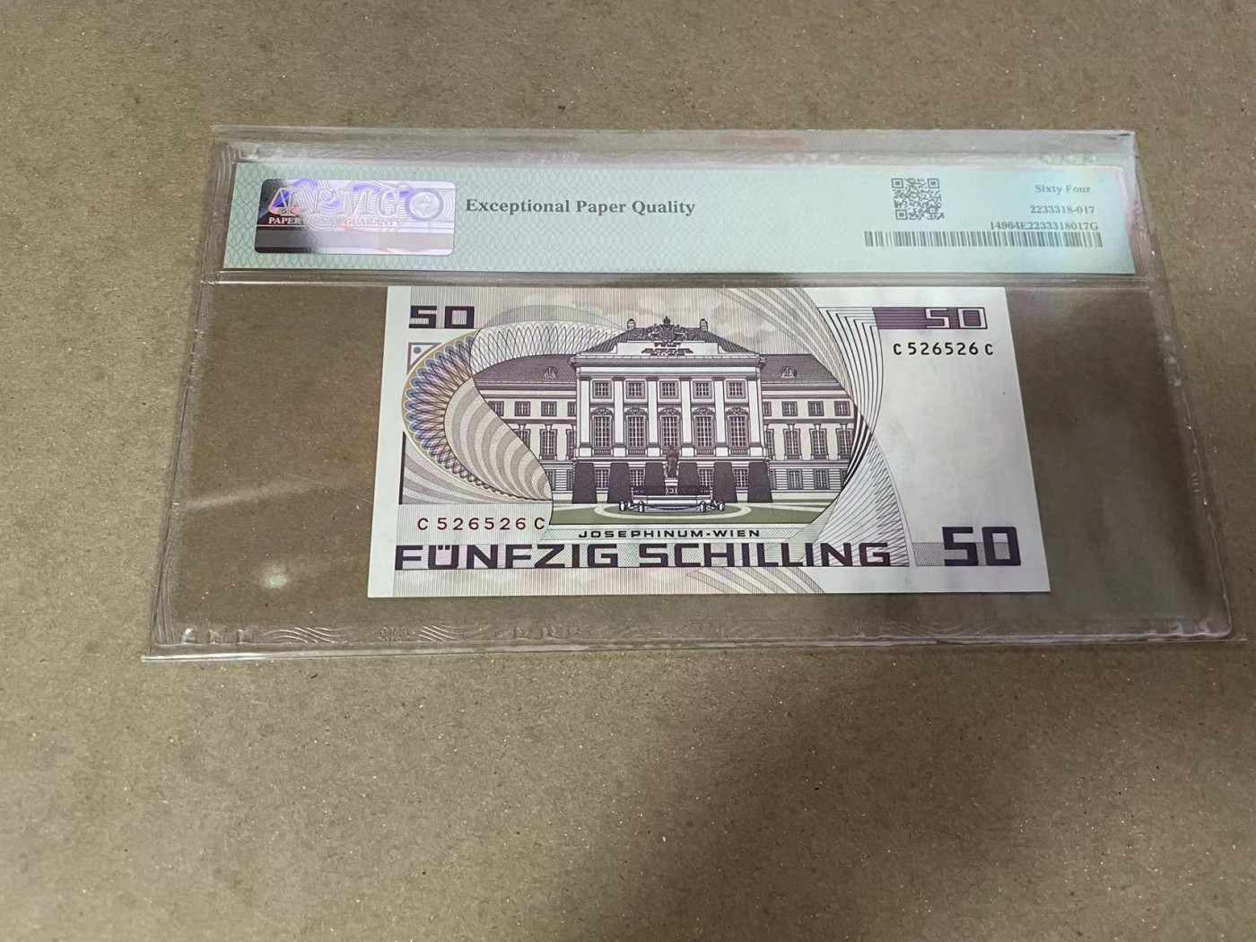 【Blue Auction】✨世界纸币精拍第352期——莫总专场XXVI 【重复号 无47】奥地利 1986年50先令 PMG64EPQ 