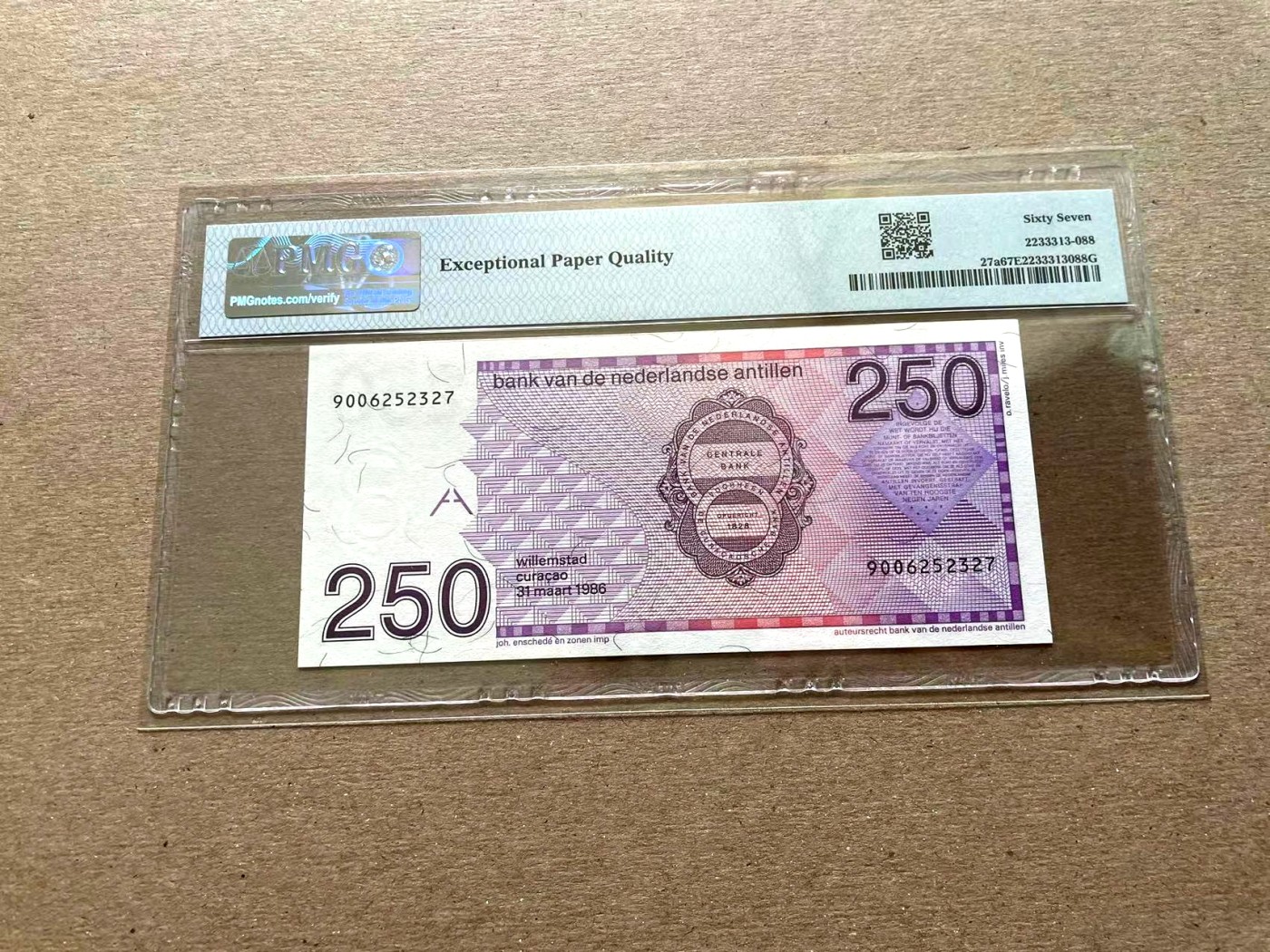 【Blue Auction】✨世界纸币精拍第352期——莫总专场XXVI 荷属安的列斯 1986年250盾最高值 PMG67EPQ 高分