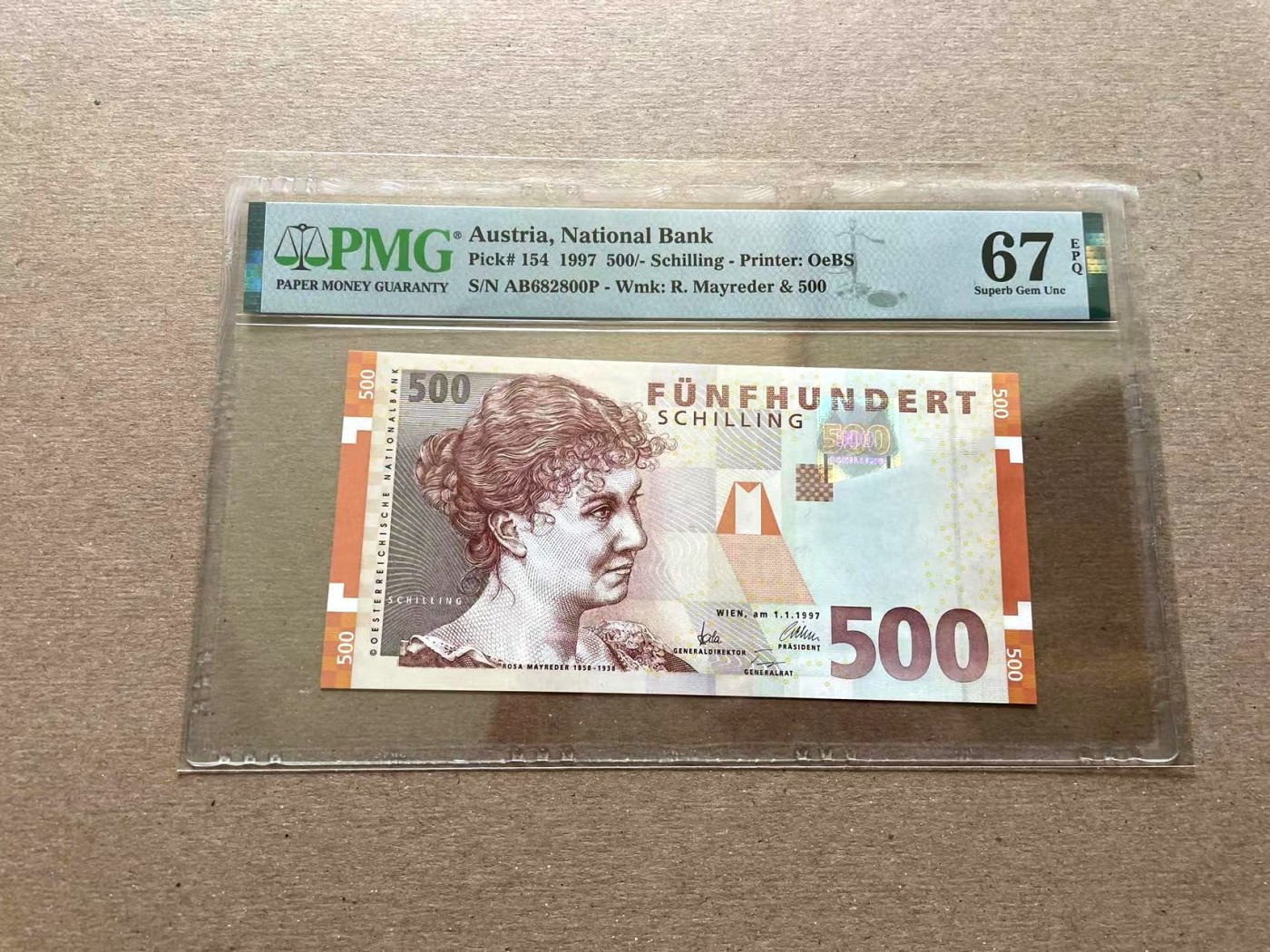 【Blue Auction】✨世界纸币精拍第352期——莫总专场XXVI 【无47】奥地利 1997年500先令 PMG67EPQ 高分