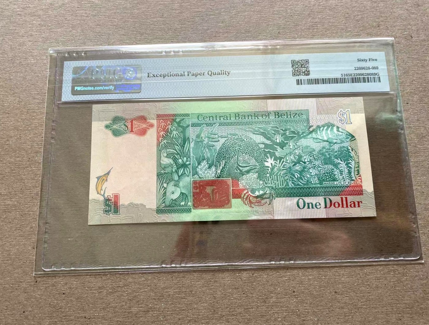 【Blue Auction】✨世界纸币精拍第352期——莫总专场XXVI 【初版AA冠无47】伯利兹 1990年1元 PMG65EPQ  女王