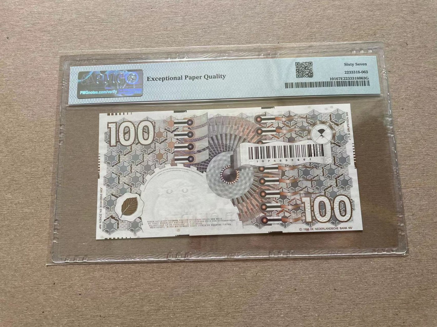 【Blue Auction】✨世界纸币精拍第352期——莫总专场XXVI 荷兰 1992年100盾 PMG67EPQ 