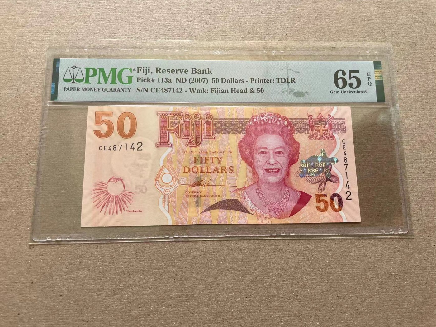 【Blue Auction】✨世界纸币精拍第352期——莫总专场XXVI 斐济 2007年50元 PMG65EPQ 女王
