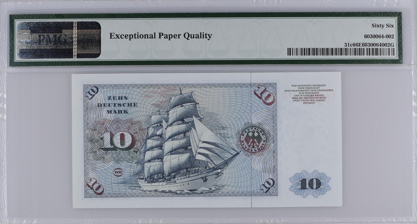 收藏联盟Quantum Auction 第278期拍卖  德国联邦1980年10马克 PMG66 号码无47